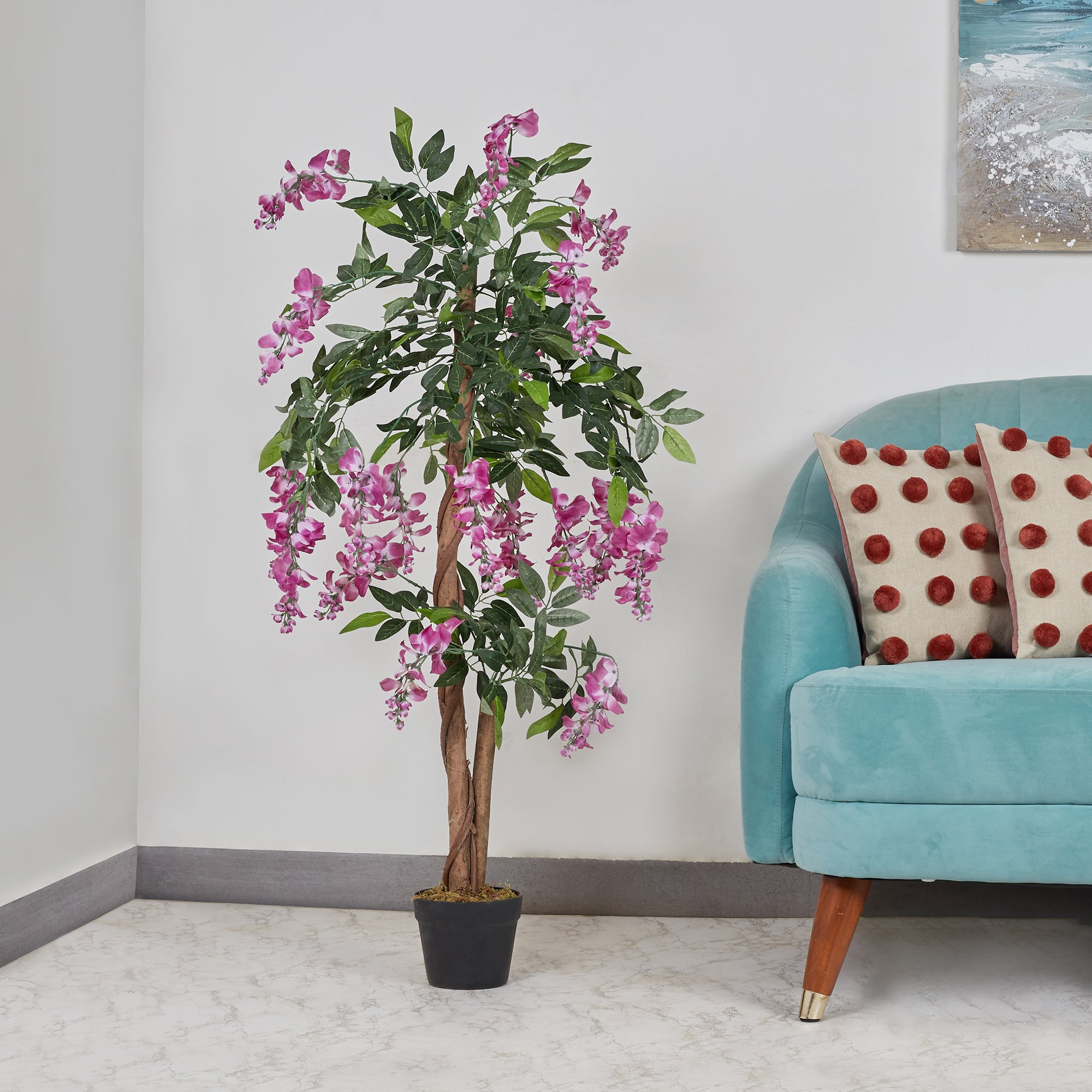 Ilana Artificial Wisteria Potted Tree 120Cm in Pink Colour