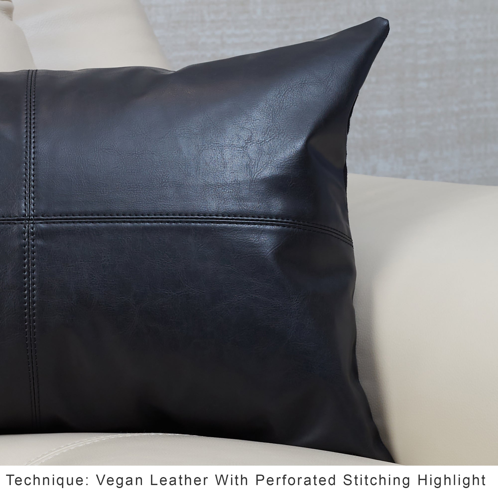 Luxe Living  Vegan Leather Cushion Cover 35x50 Cm in Black Colour