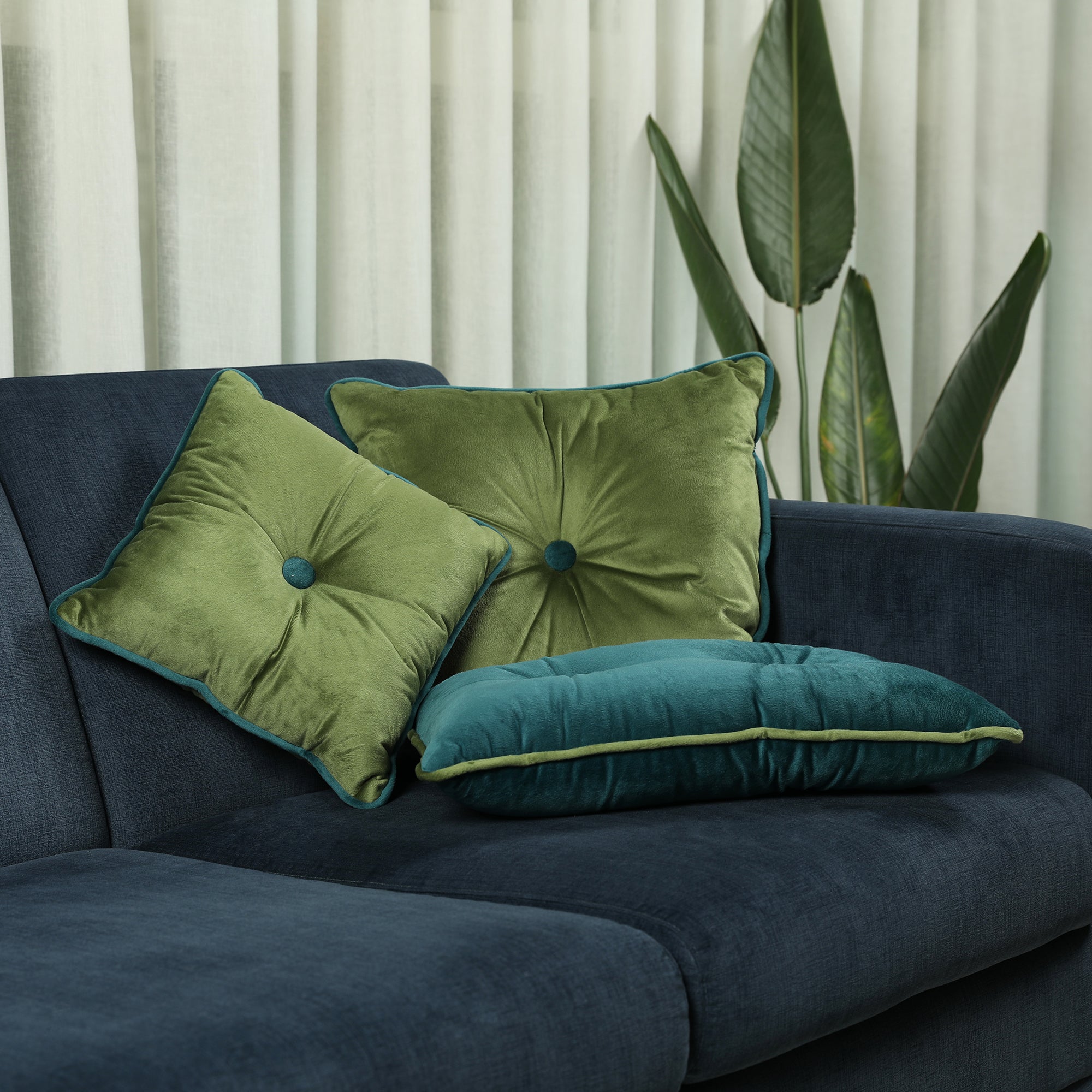 Velvet Solid Dori Filled Cushion Sage, 30X30cm