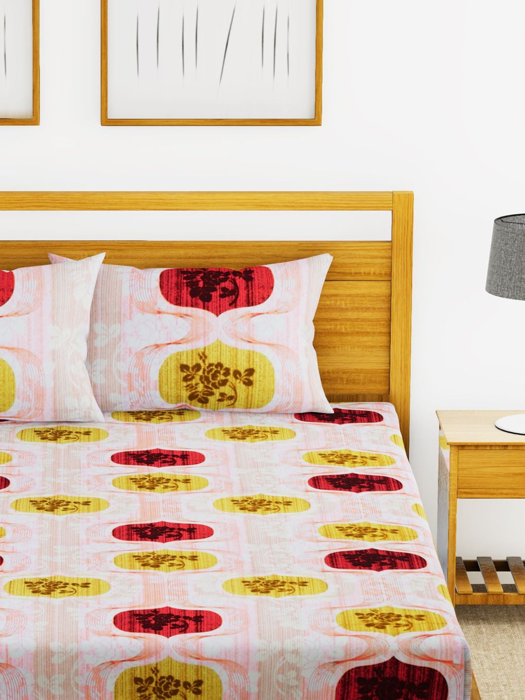 Essenza Cotton King Bed Sheet 220X254 CM in Pink Colour