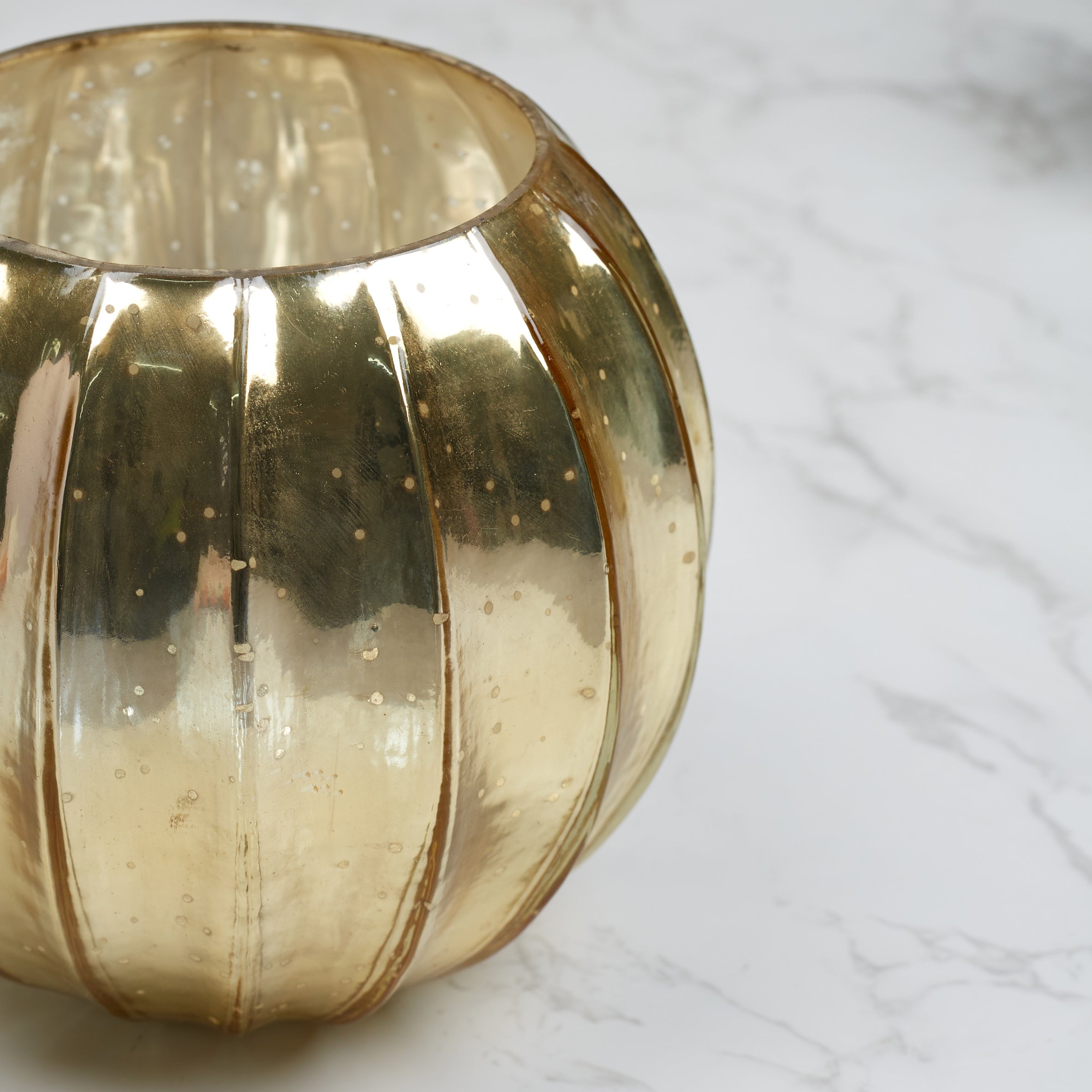 Phiona Glass Pumpkin Handcrafted Mercury Votive 14 Cm in Gold Colour
