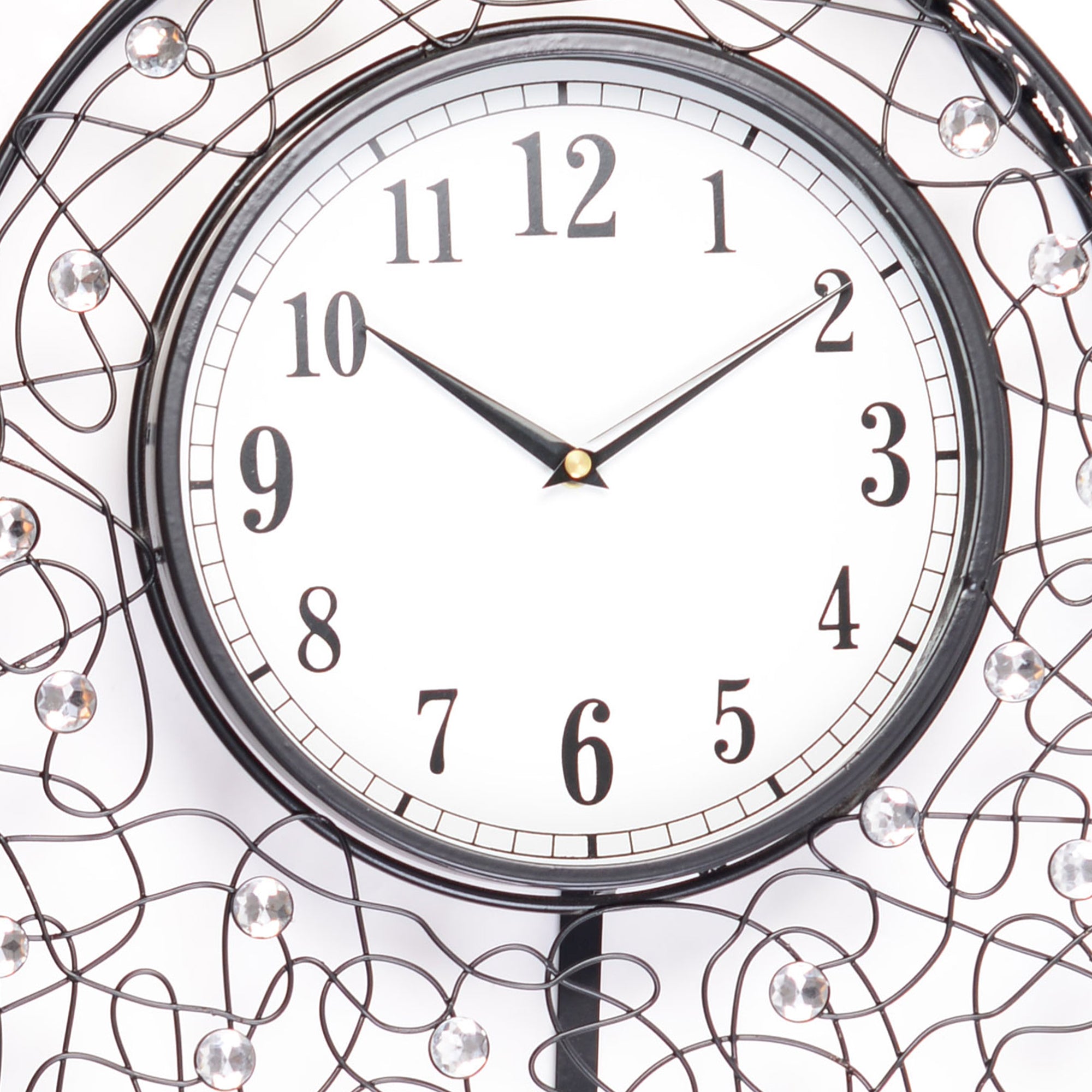 Rhythm Metal And Glass Oval Pendulum Wall Clock in Black Colour