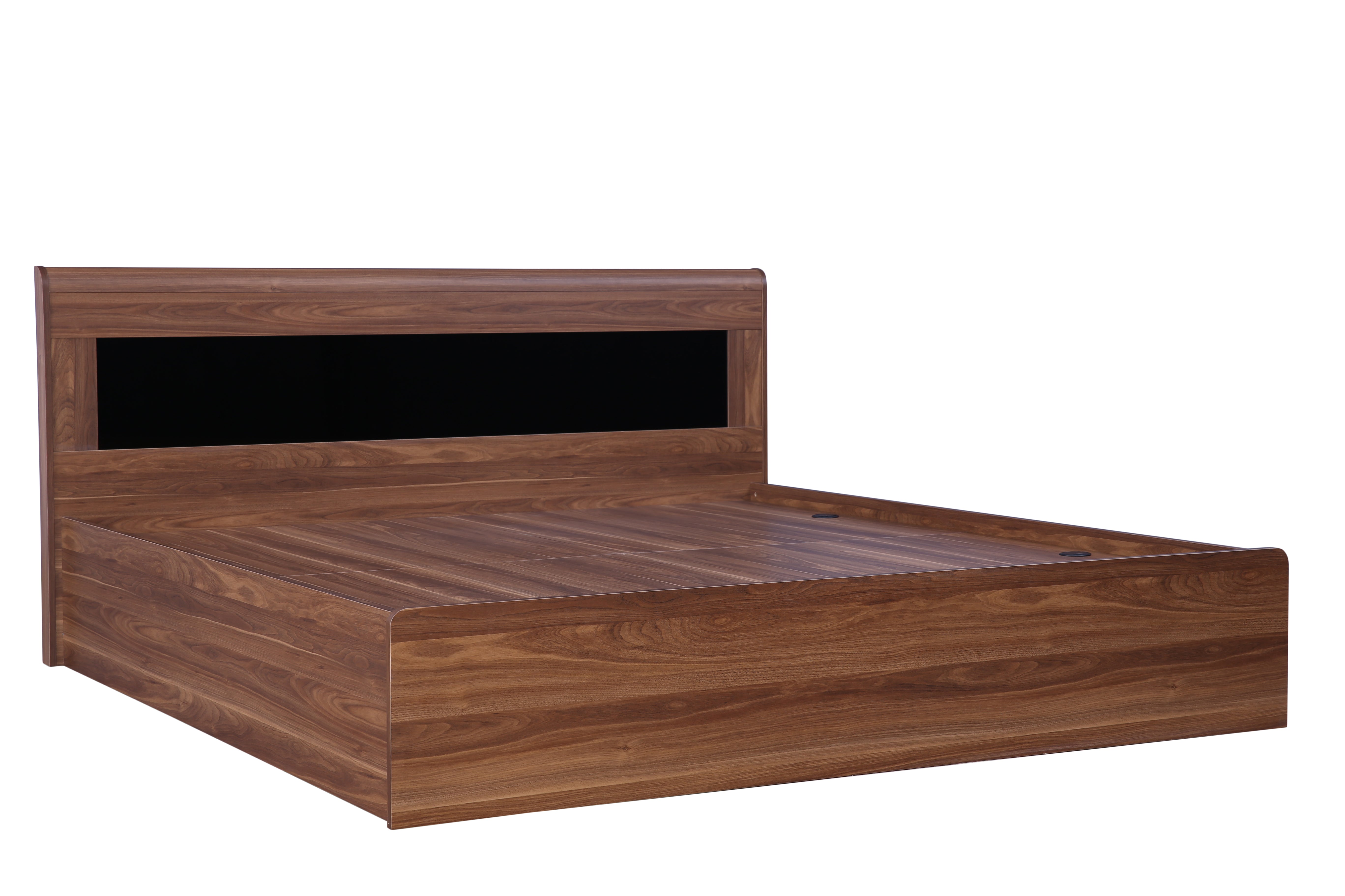 Archer King Bed with Box storage in Walnut Colour