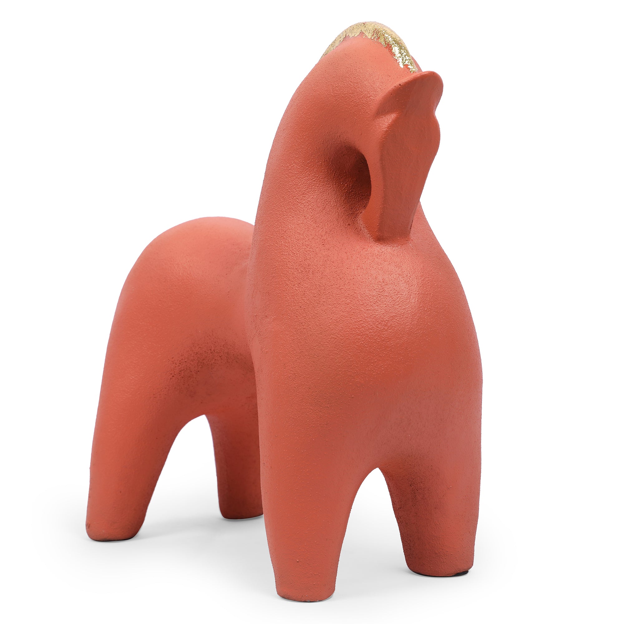 Miraya Contemporary Horse Polyresin Hand Finished Figurine Terracotta 27cm by Living Essence
