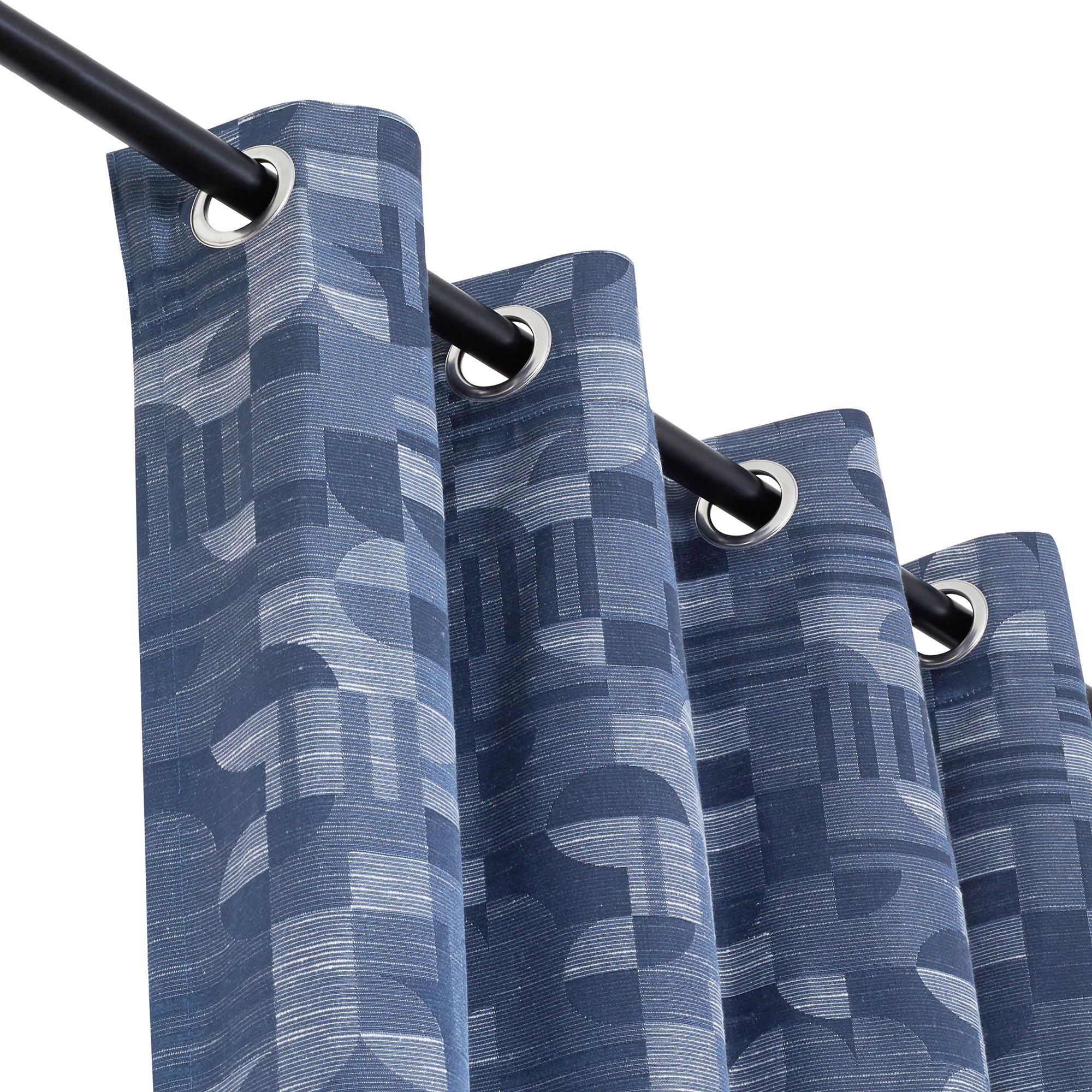 Fiesta Set of 2 Jacquard Dim Out Curtains 7 Feet in Navy Colour