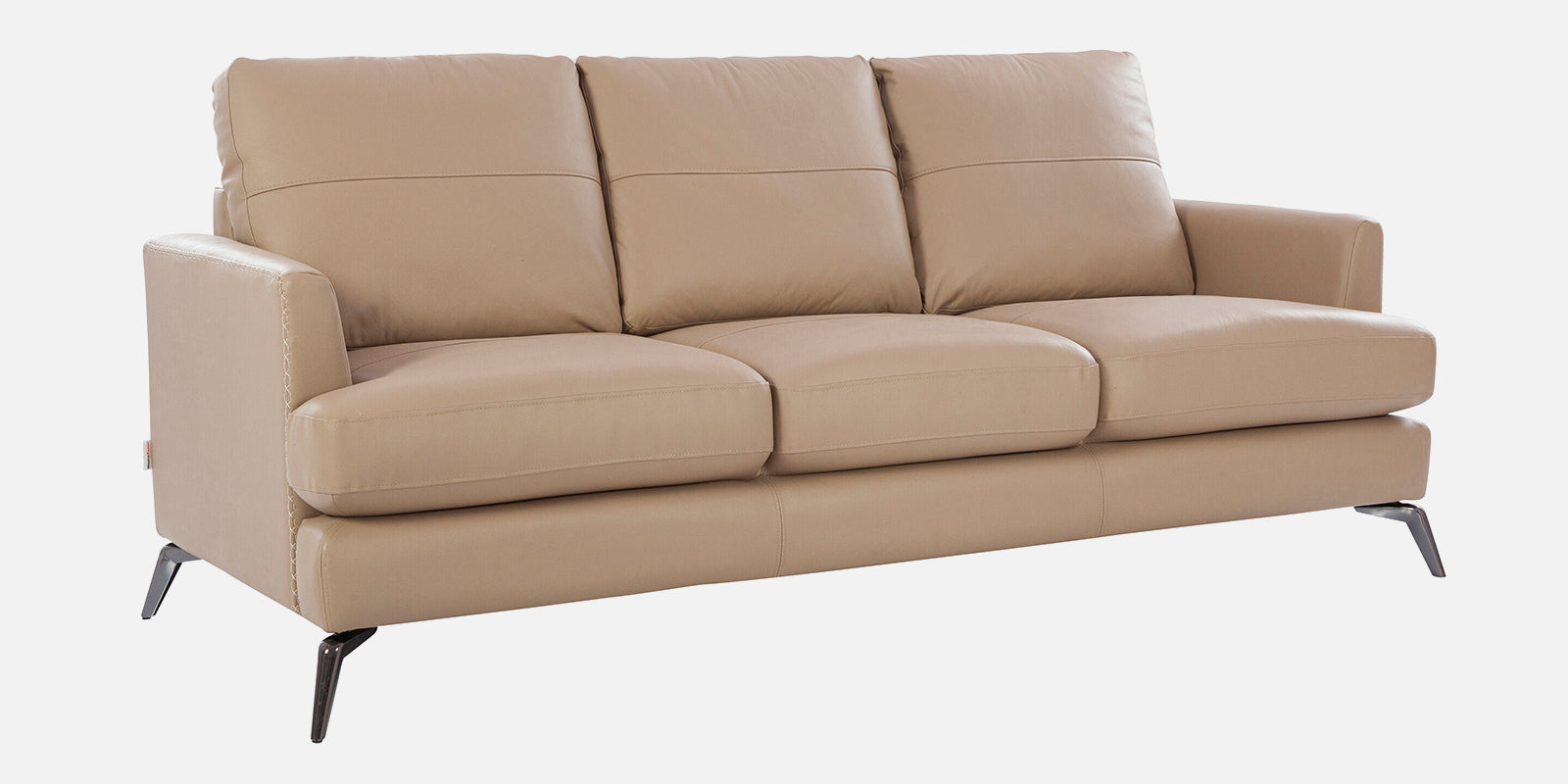 Soren Half Leather Three Seater Sofa in Mushroom Colour