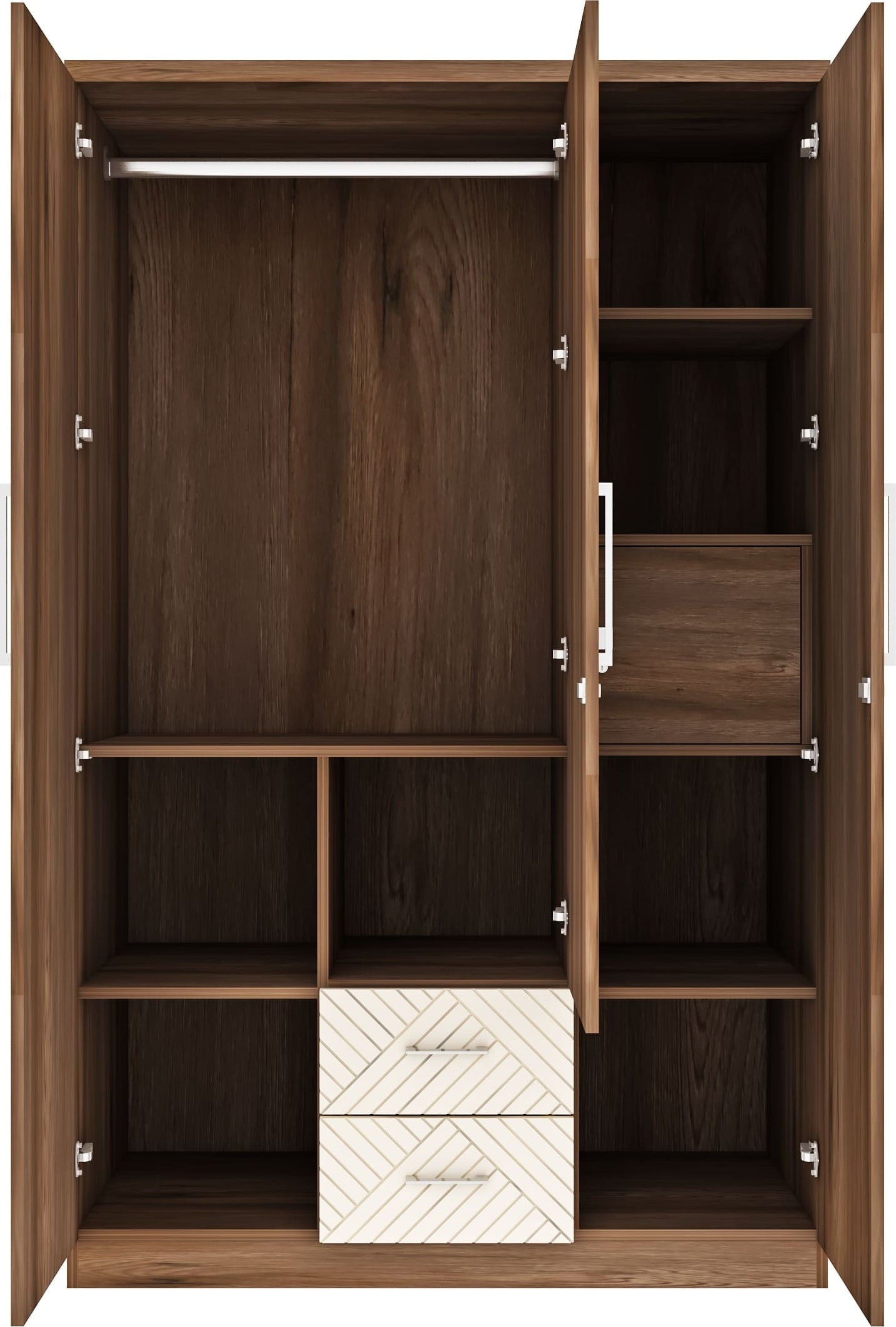 Saville Engineered Wood Three Door Wardrobe with Mirror in Dark Vogue Colour