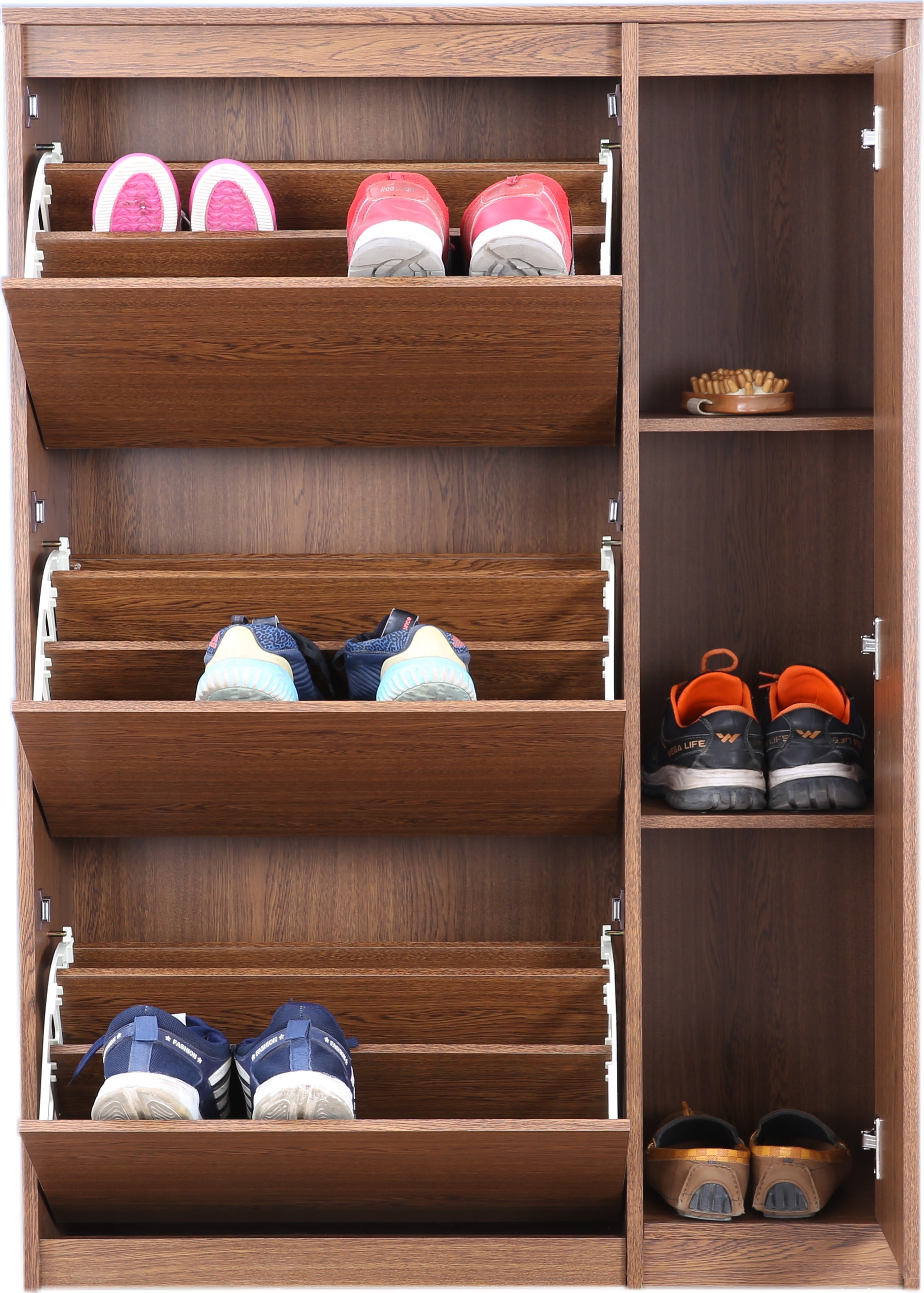 Alder Engineered Wood 3 tier Shoe Rack + Cabinet in Oak Colour