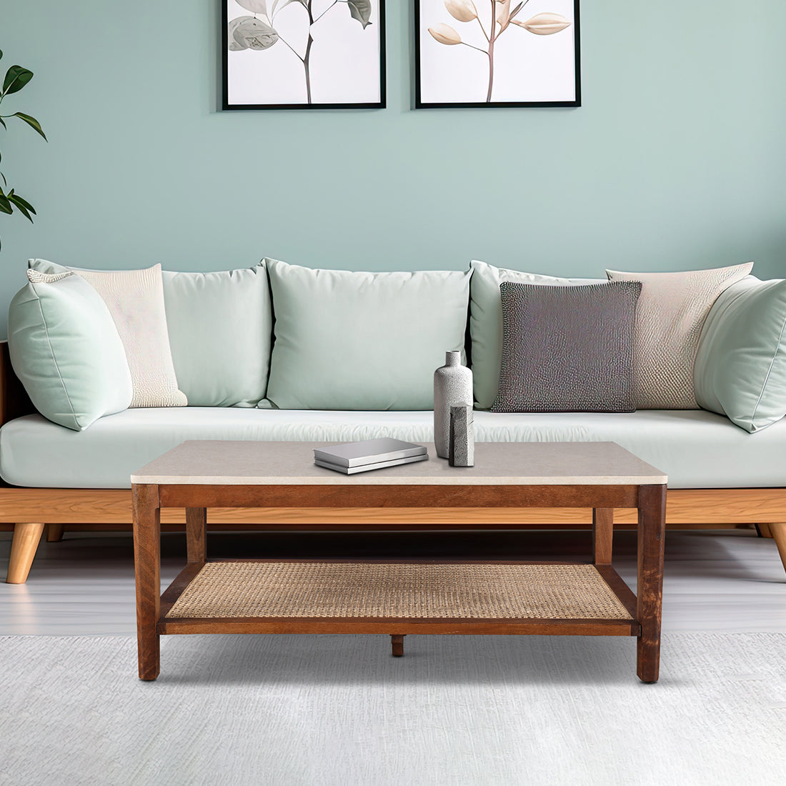 Siam Acacia Wood Center Table in Beige Colour