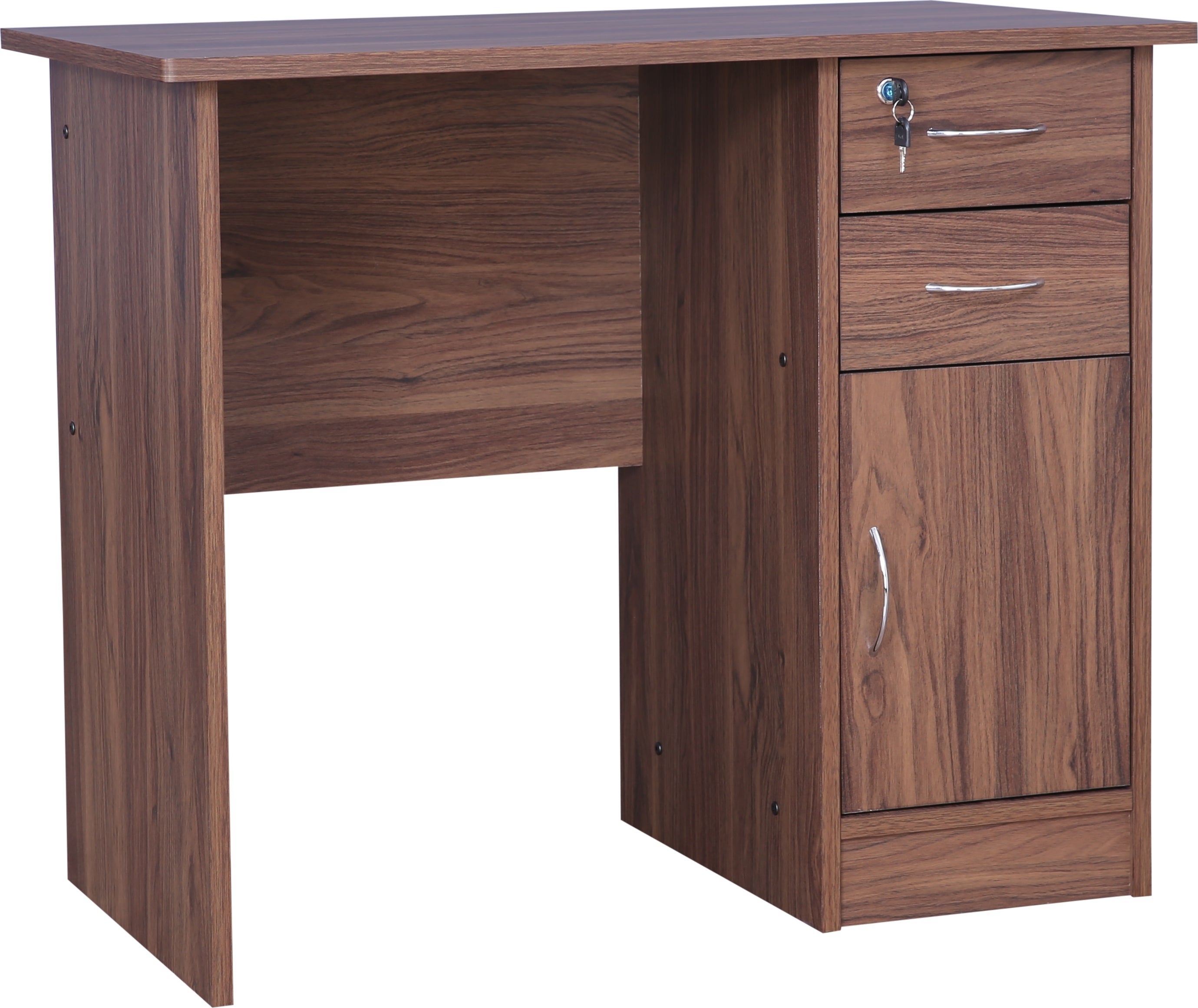 Simply Study Table with Three Drawer in Dark Walnut Colour