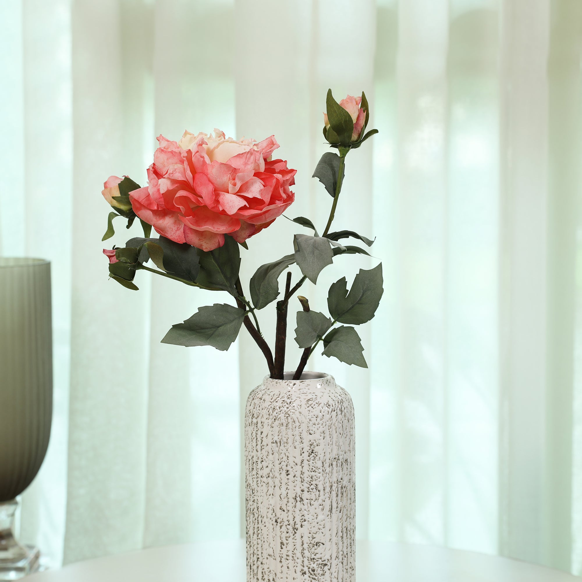 Blume Artificial Flower Rose Stem 58cm in Pink Colour By Living Essence