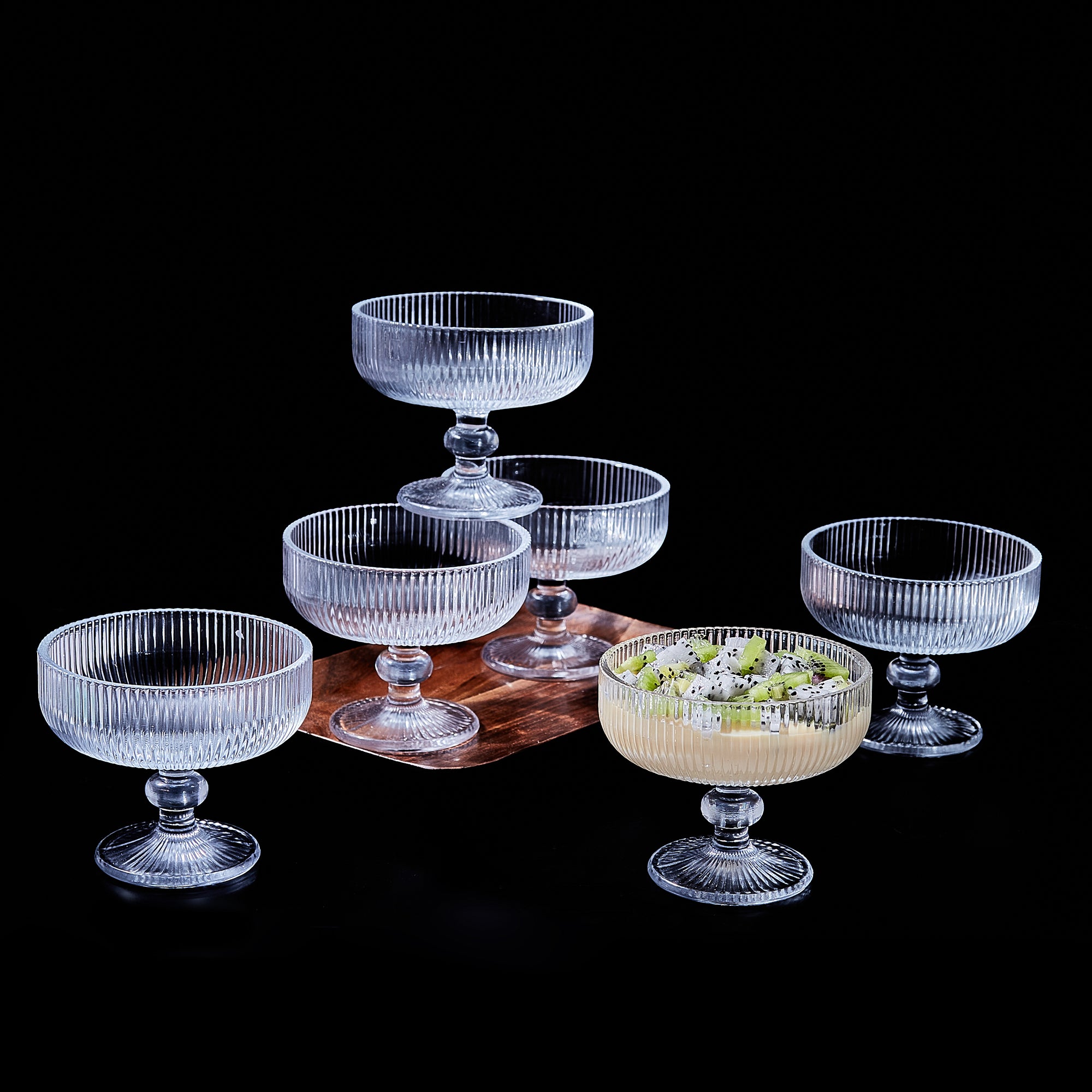 Sapphire  Dessert/Ice Cream/Pudding Bowl Set of 6 in Transparent Colour