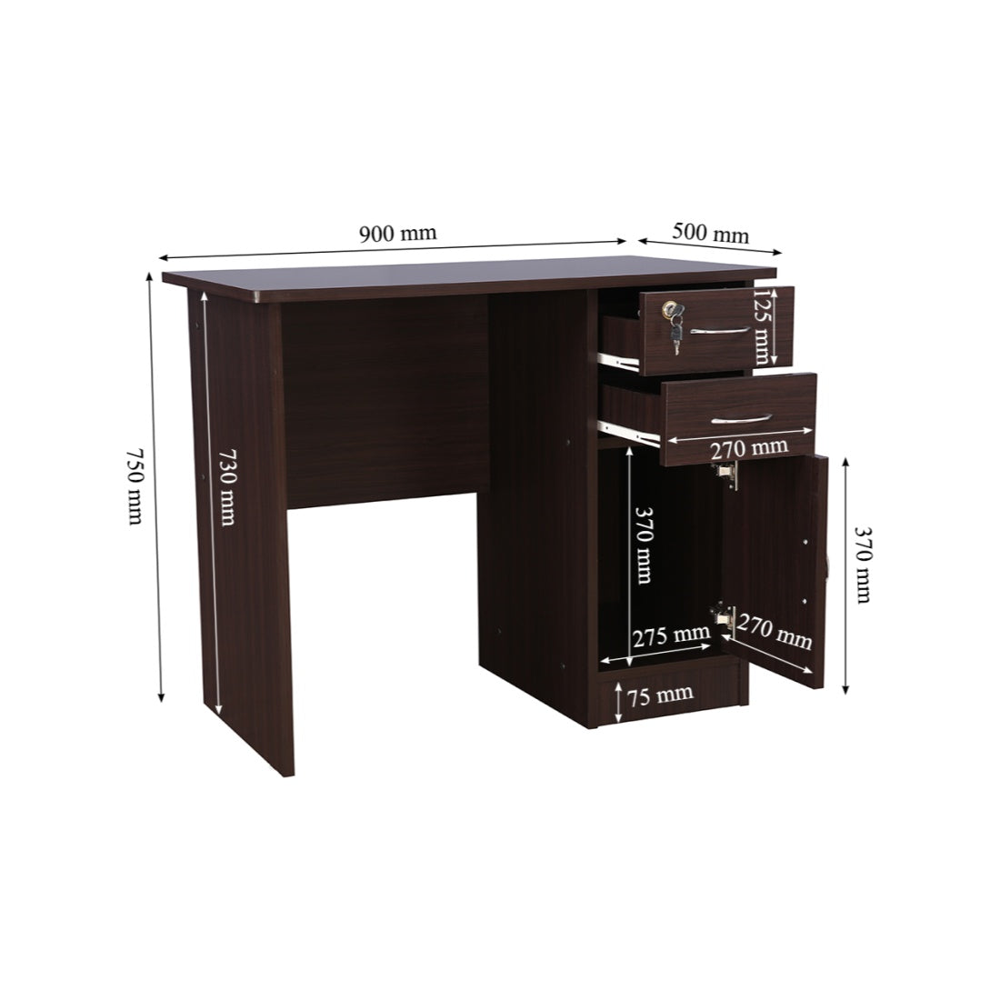 Simply Engineered Wood Study Table with 3 Drawer in Walnut Colour