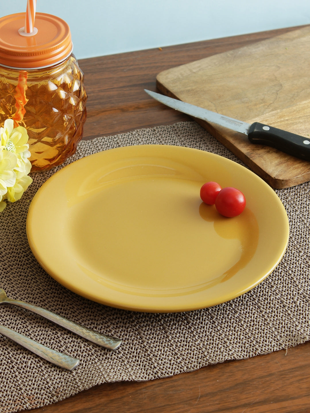 Ceramic Quarter Plate 8 Inch in Mustard Colour