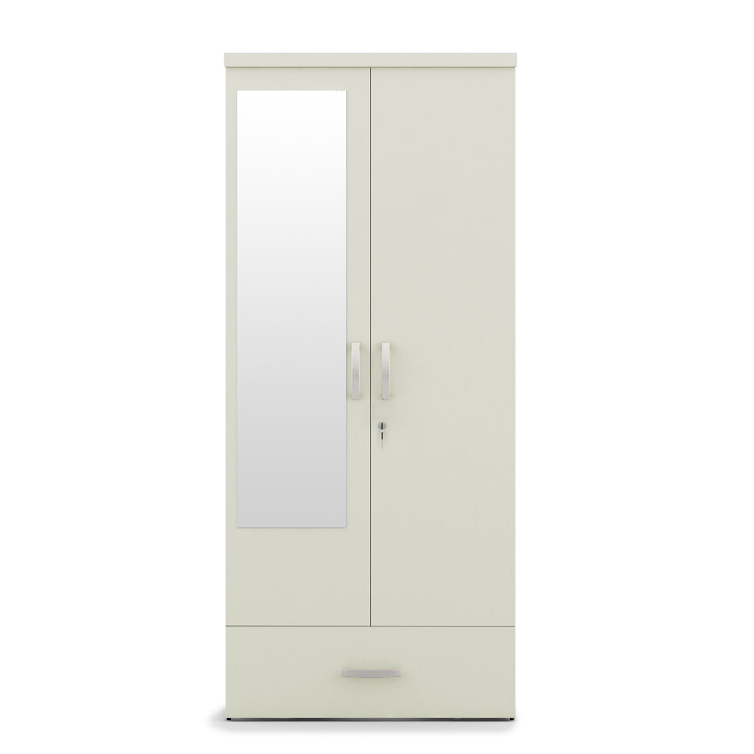 Utsav Two Door Wardrobe with Mirror in White Colour