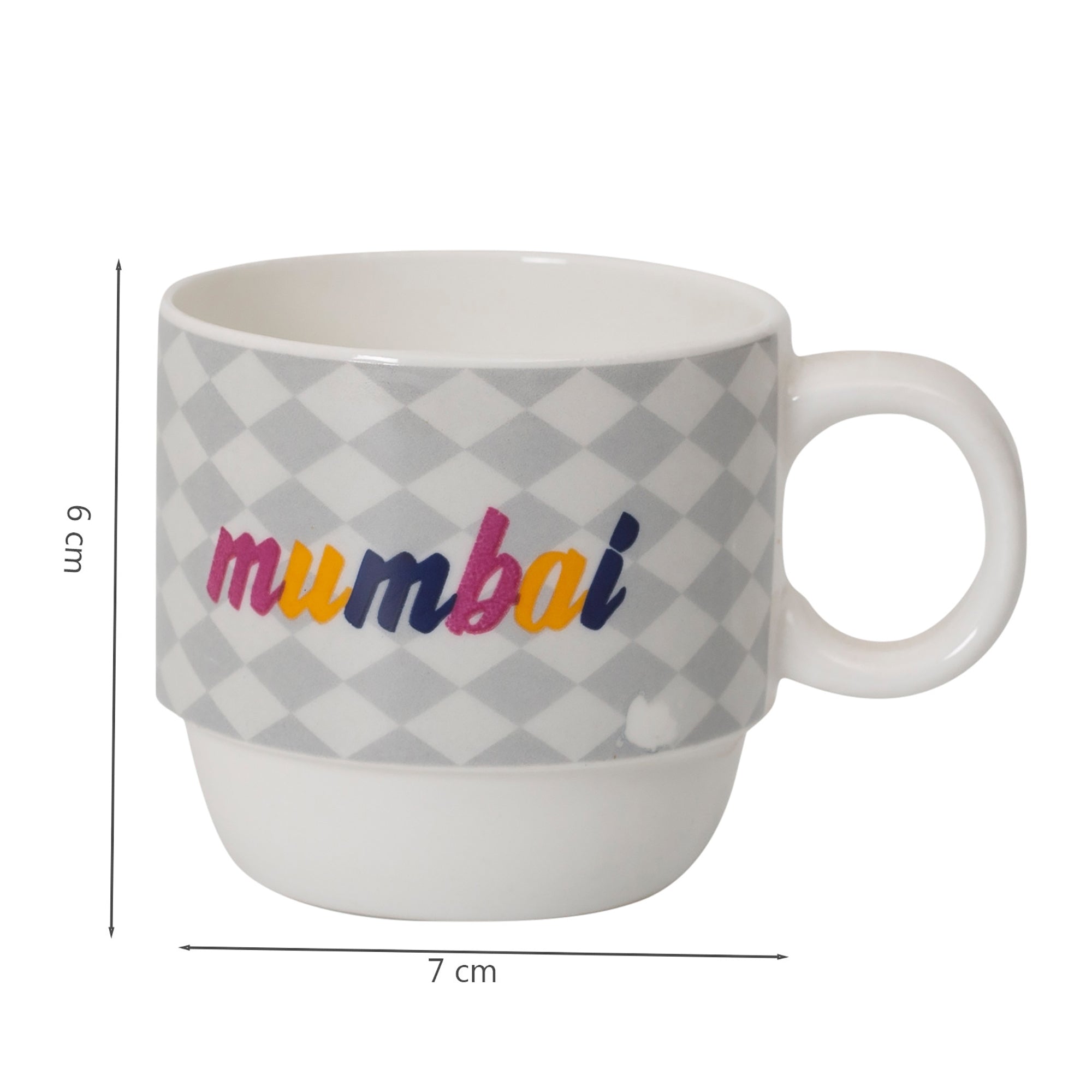 Milan Bone China India Stackable 220 Ml Tea Mug Set of 4 with Stand in Multi Colour
