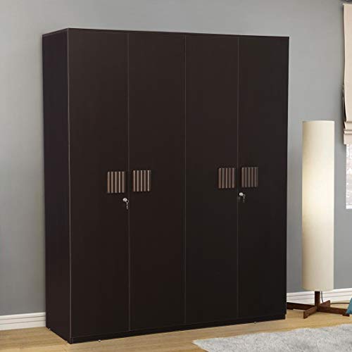 Tiago Engineered Wood Four Door Wardrobe in Wenge Colour