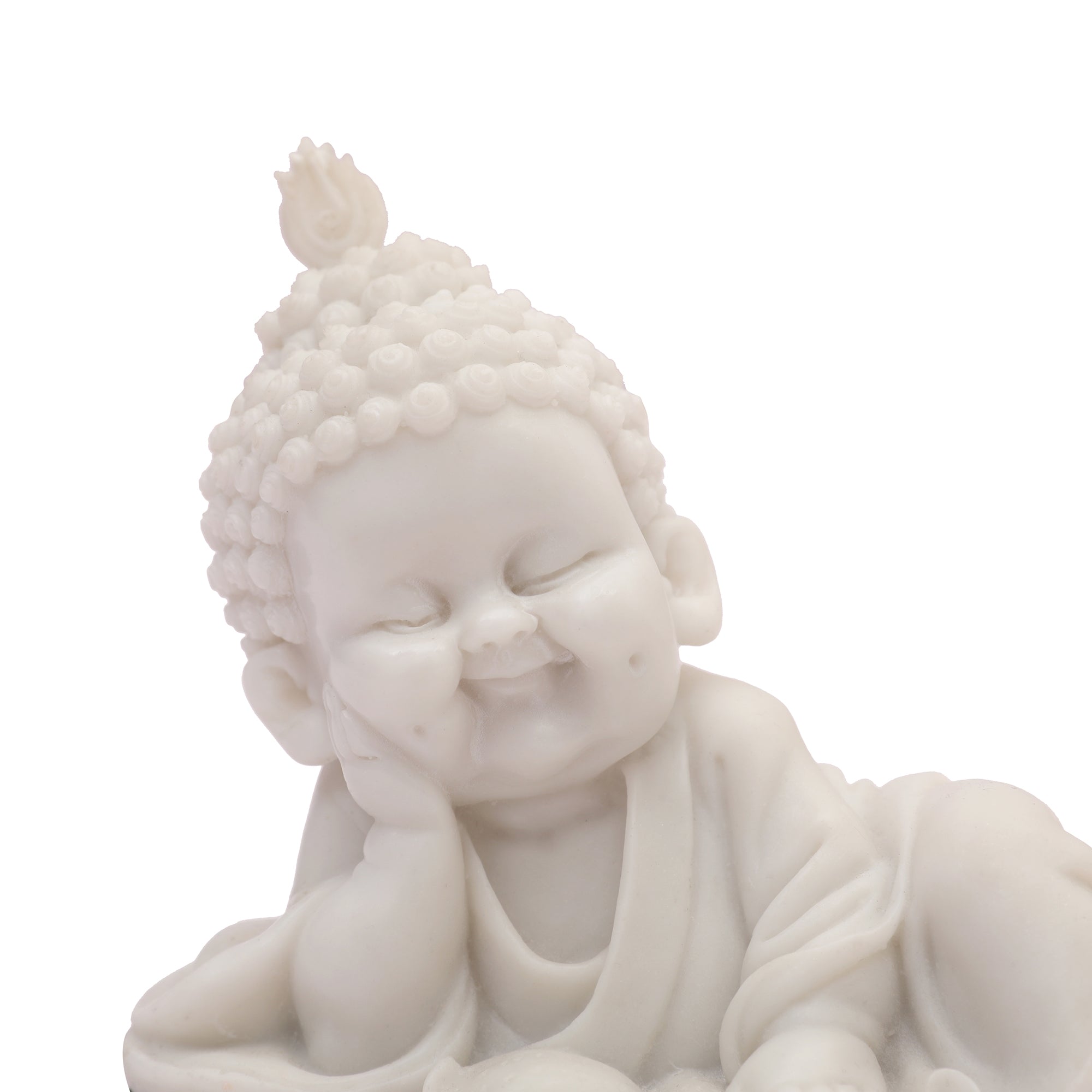 NAQSH READING MONK, POLYRESIN HAND FINISHED FIGURINE WHITE BY LIVNG ESSENCE