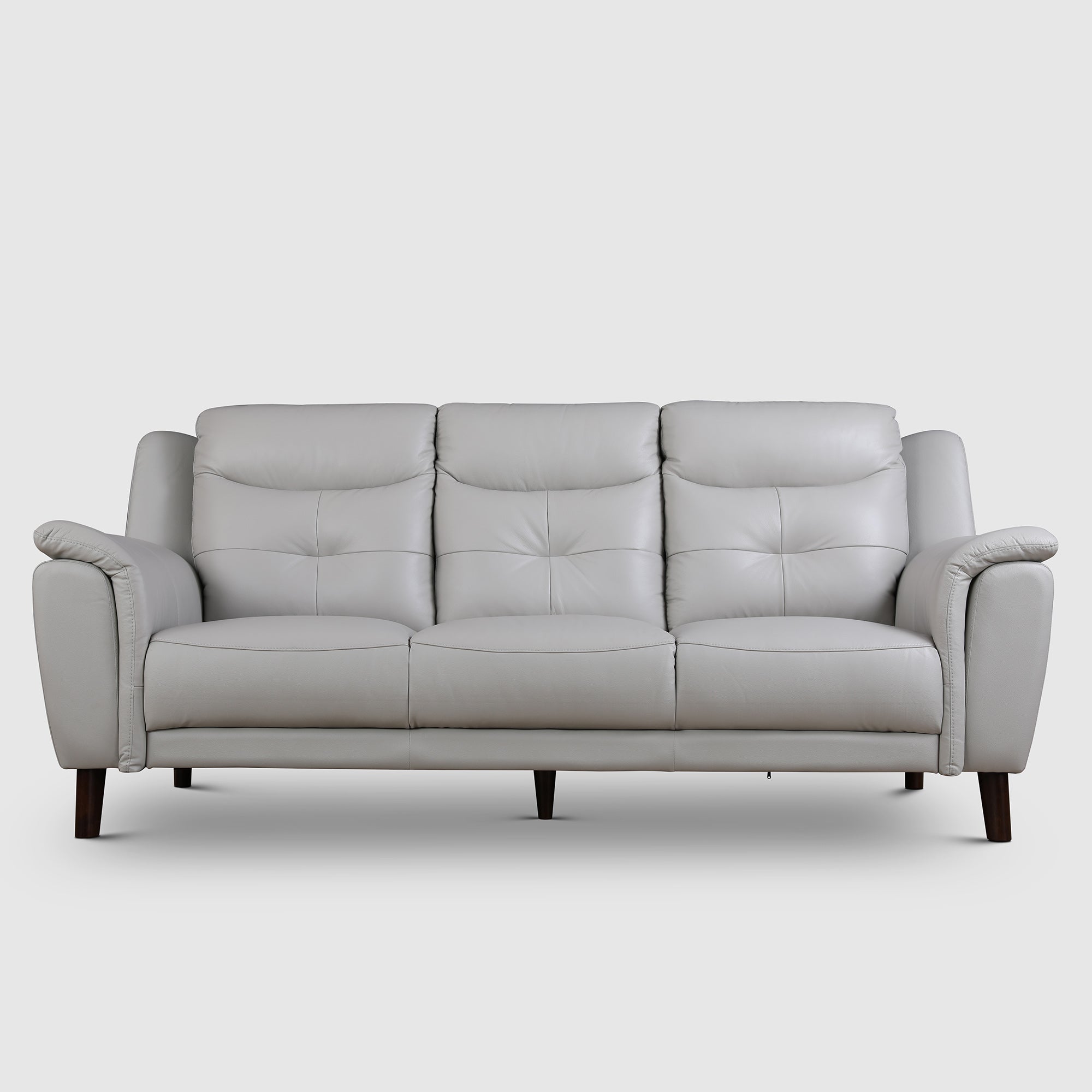 Alexa Half Leather Three Seater Sofa in Light Grey Colour