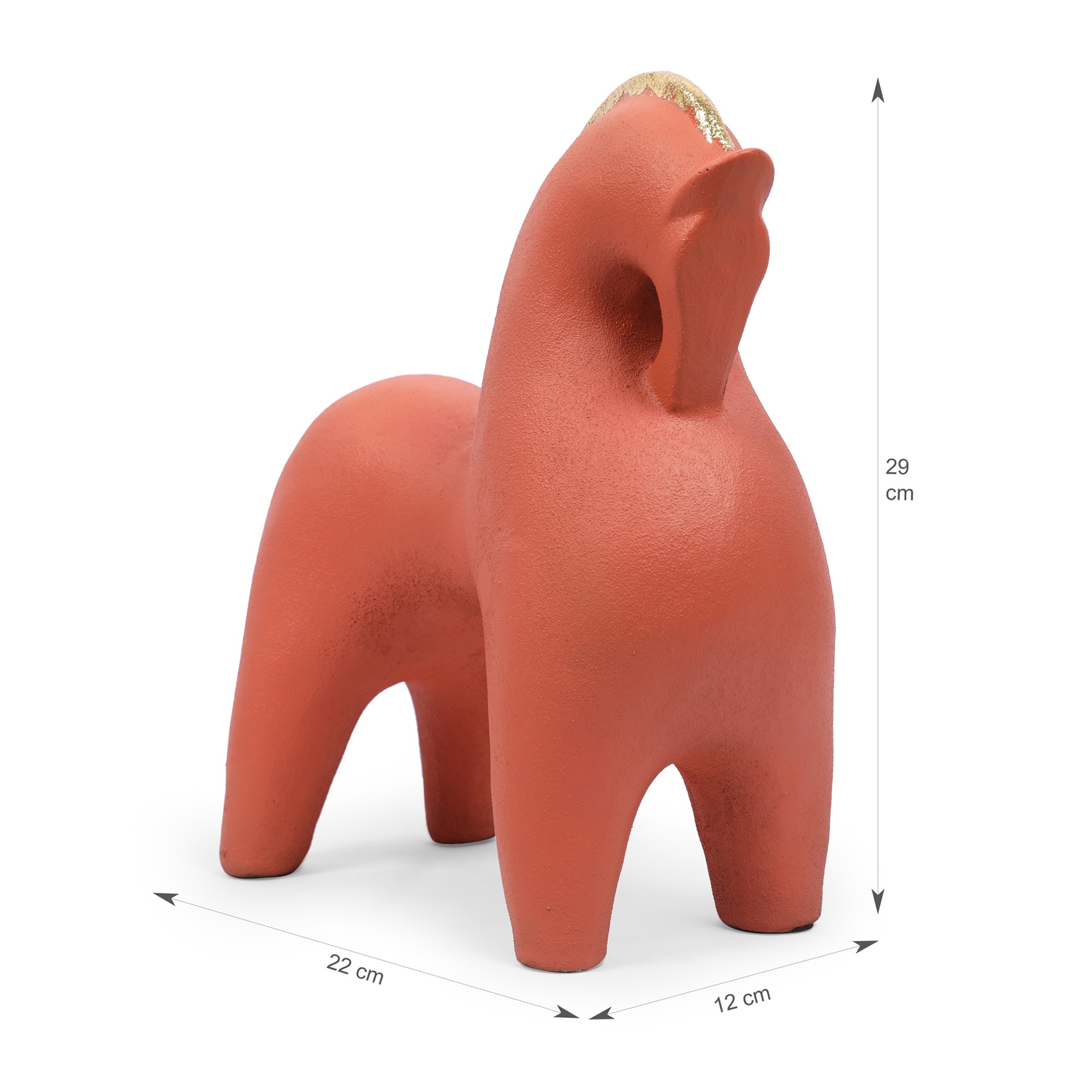 Miraya Contemporary Horse Polyresin Hand Finished Figurine Terracotta 27cm by Living Essence