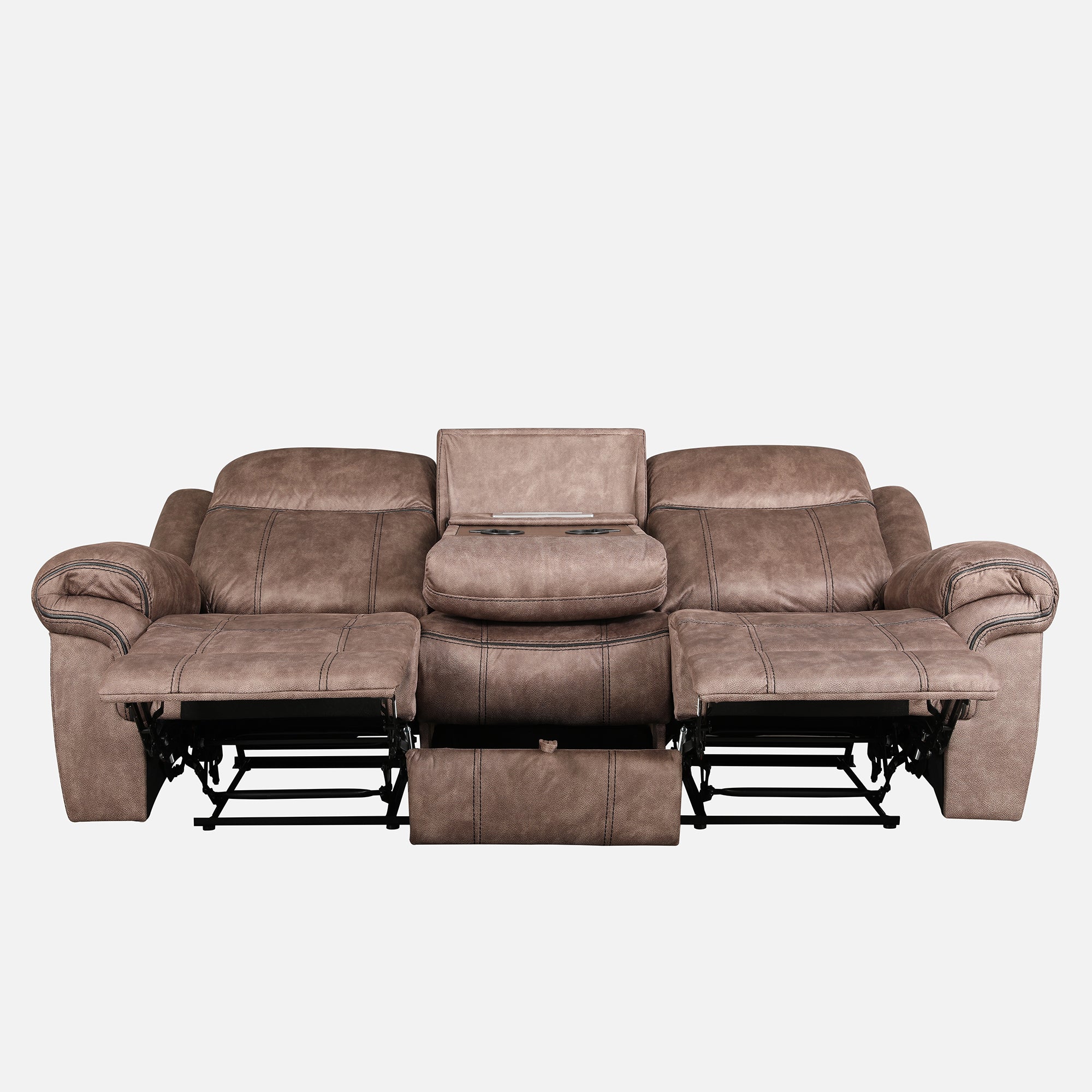 Enfield Fabric 3 Seater Recliner in Brown Colour