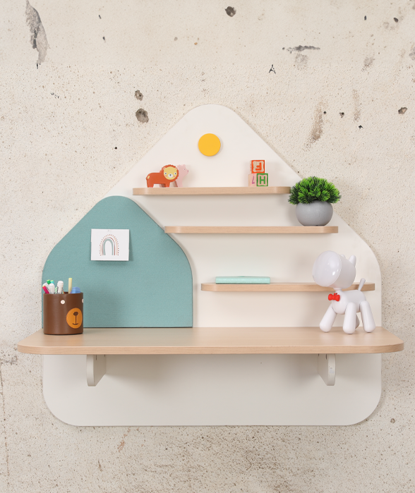 Spaceship  Twin Seater Spacious Study Desk with Drawer and Pin-up Board in Multi Colour