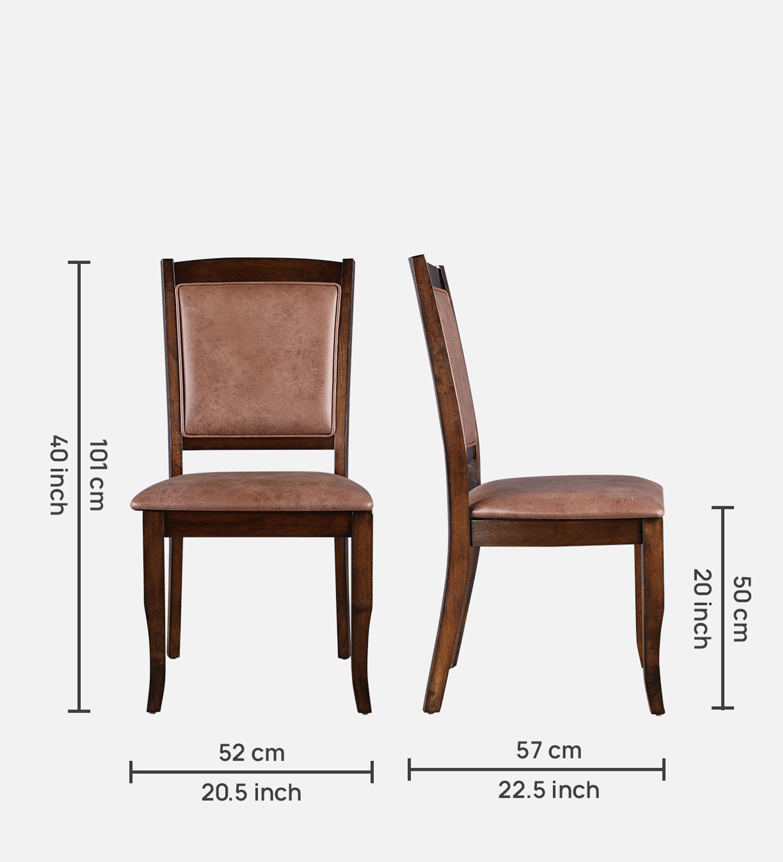 Nexus Solidwood Dining Chair Set Of 2 in Antique Cherry Colour