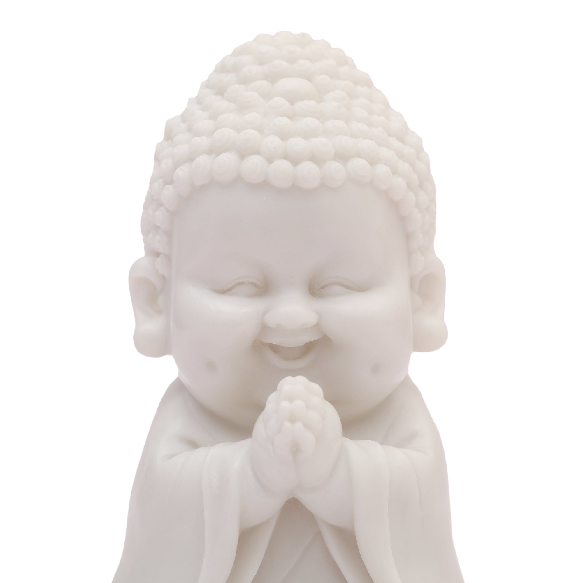NAQSH PRAYING MONK, POLYRESIN HAND FINISHED FIGURINE WHITE BY LIVNG ESSENCE