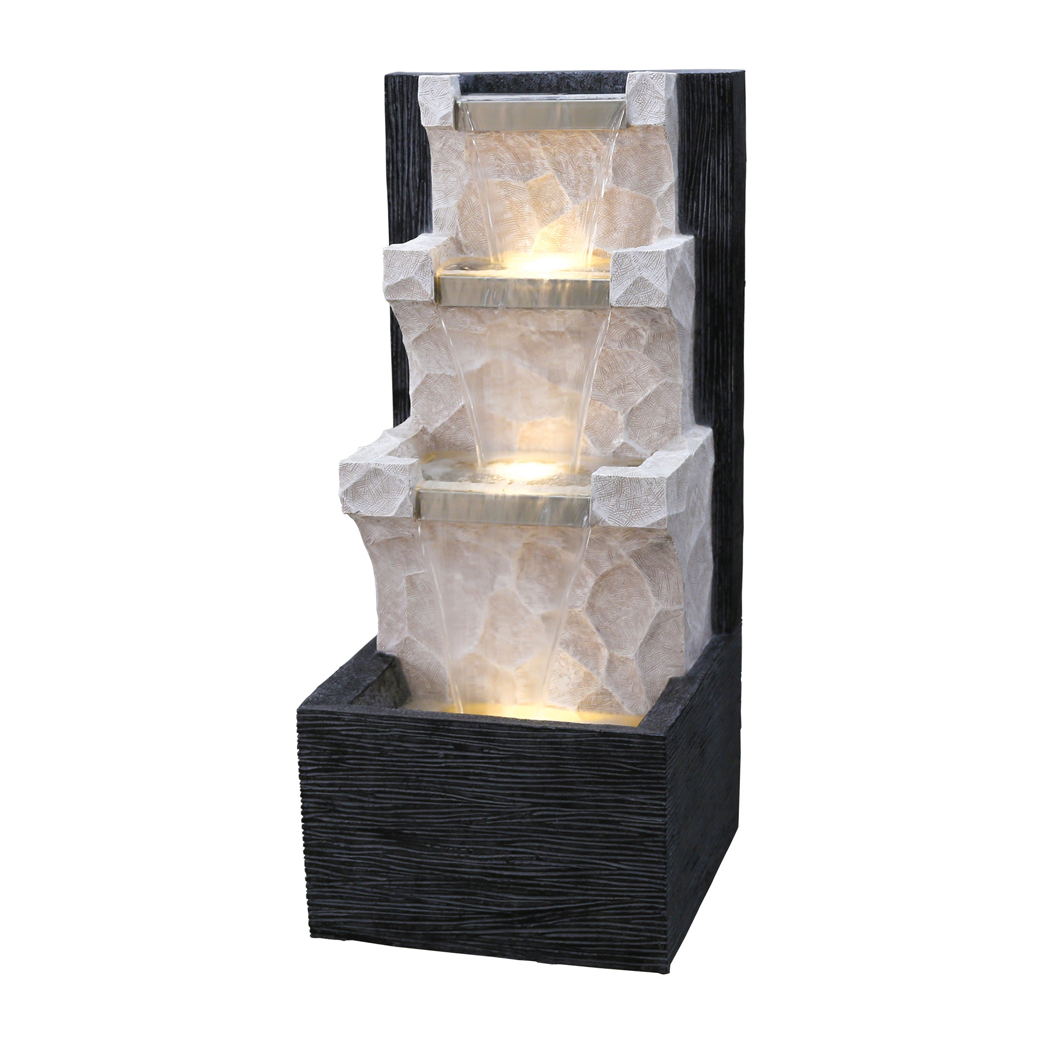 Aqua Bliss Polyresin Vertical Fall Water Fountain 46X102Cm in White & Black Colour
