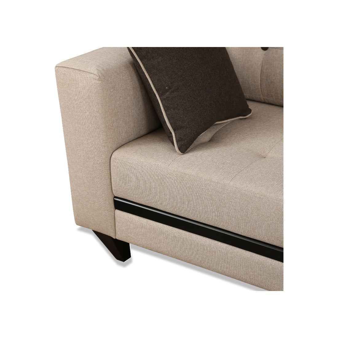 Garcia Fabric 3 Seater Sofa With Left Hand Side Lounger in Beige Colour