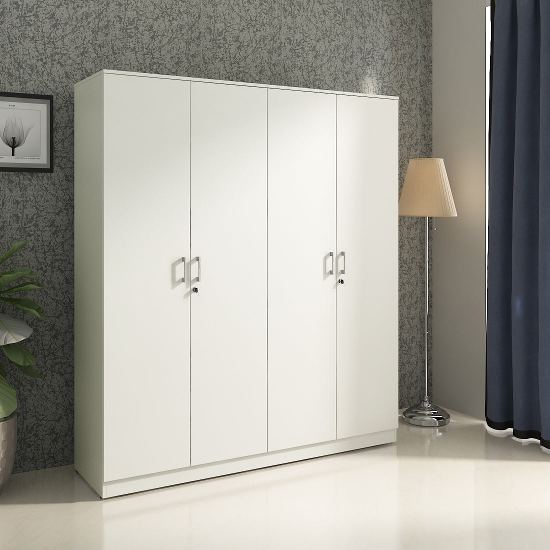 Prime Four Door Wardrobe in White Colour