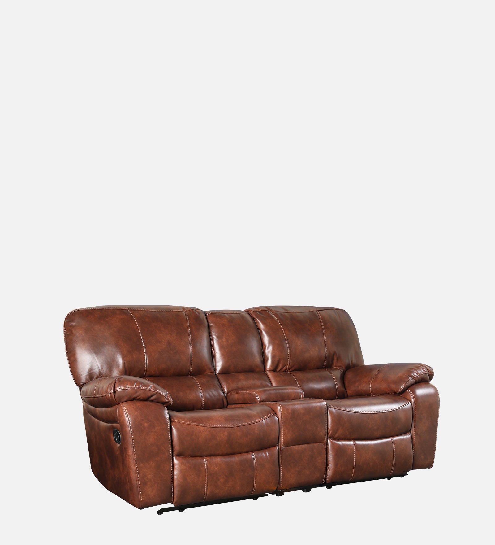 Urbano Leather Fabric Two Seater Recliner in Brown Colour