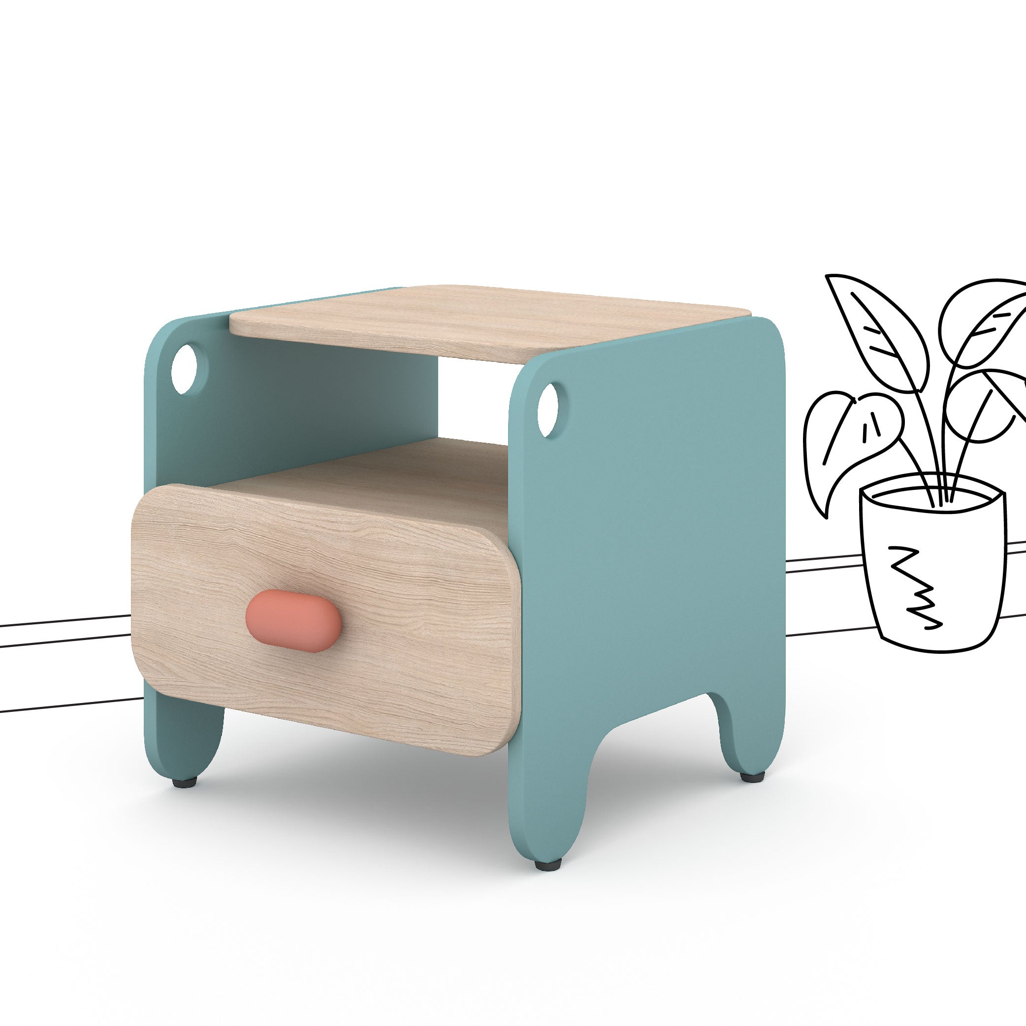 Boop Bed Side Table in Marine Teal Colour