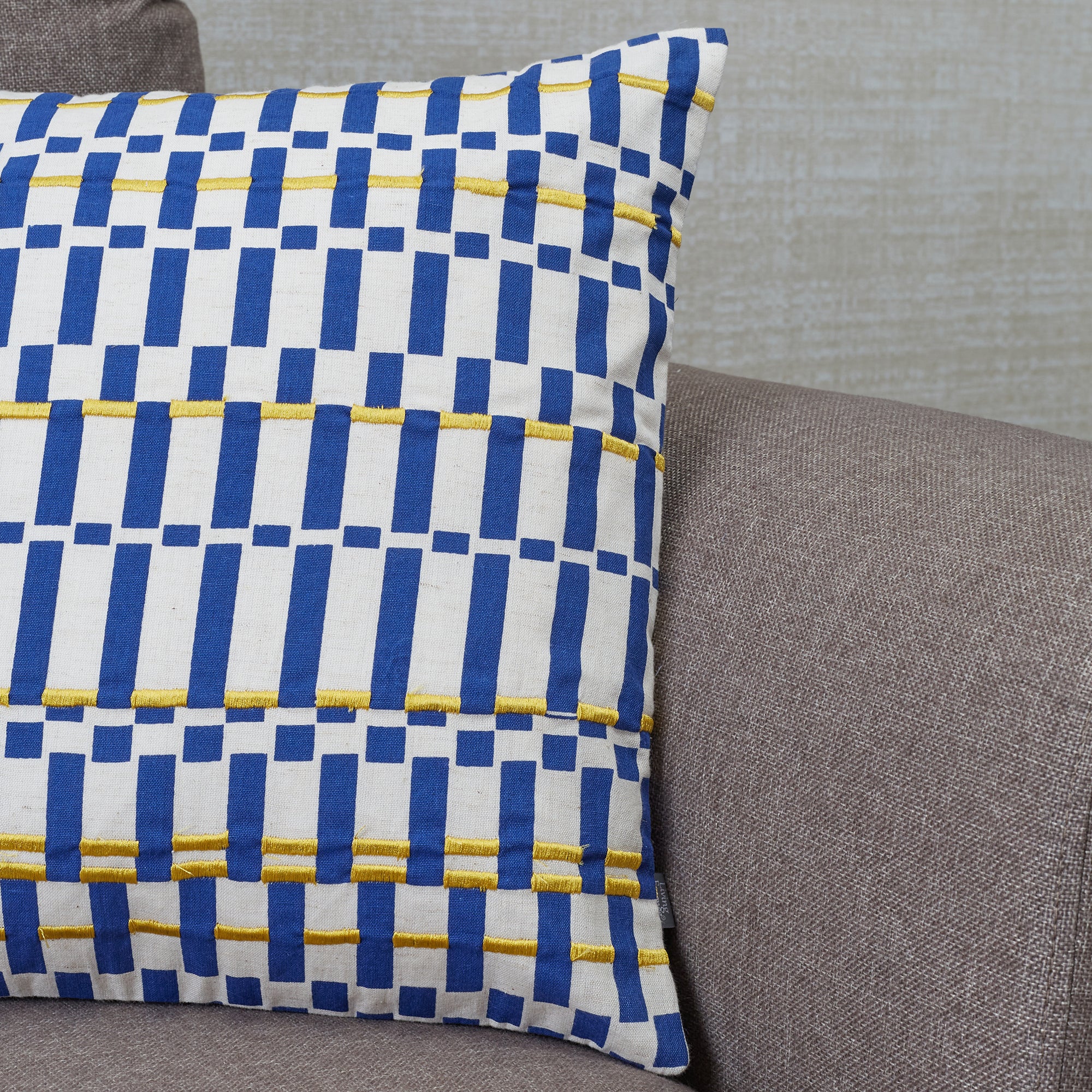 Milan Cotton Printed Cushion Cover 40x40 Cm in Blue Colour
