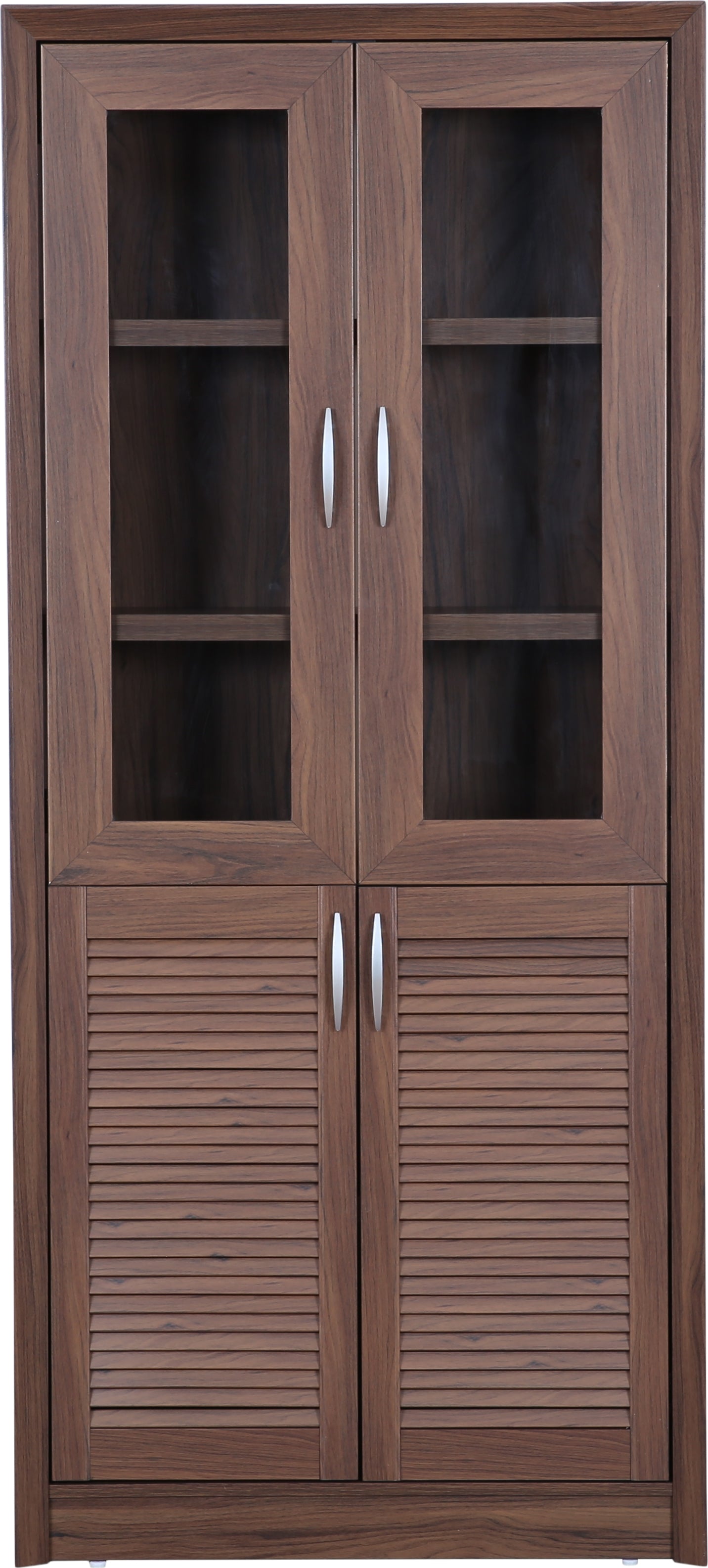 Stark Engineered Wood 4 door Book Case in Walnut Colour