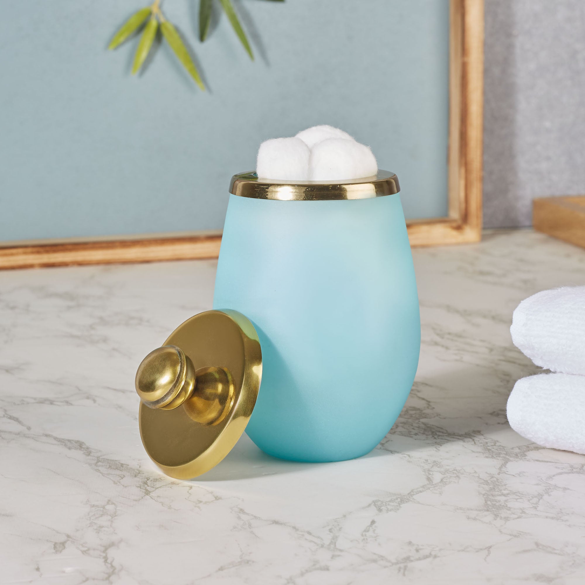 Emilia Glass Frosted Colored Tumbler in Turq Colour