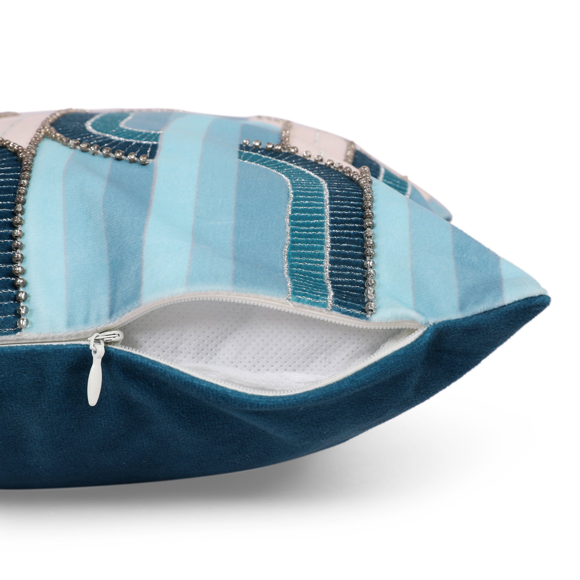 Plush Elegance Art Deco Cushion Cover Blue, 30X30cm