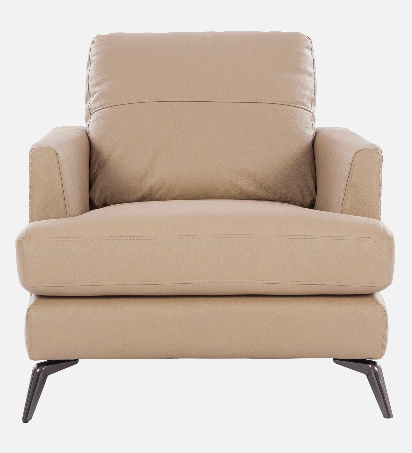 Soren Half Leather Single Seater Sofa in Mushroom Colour