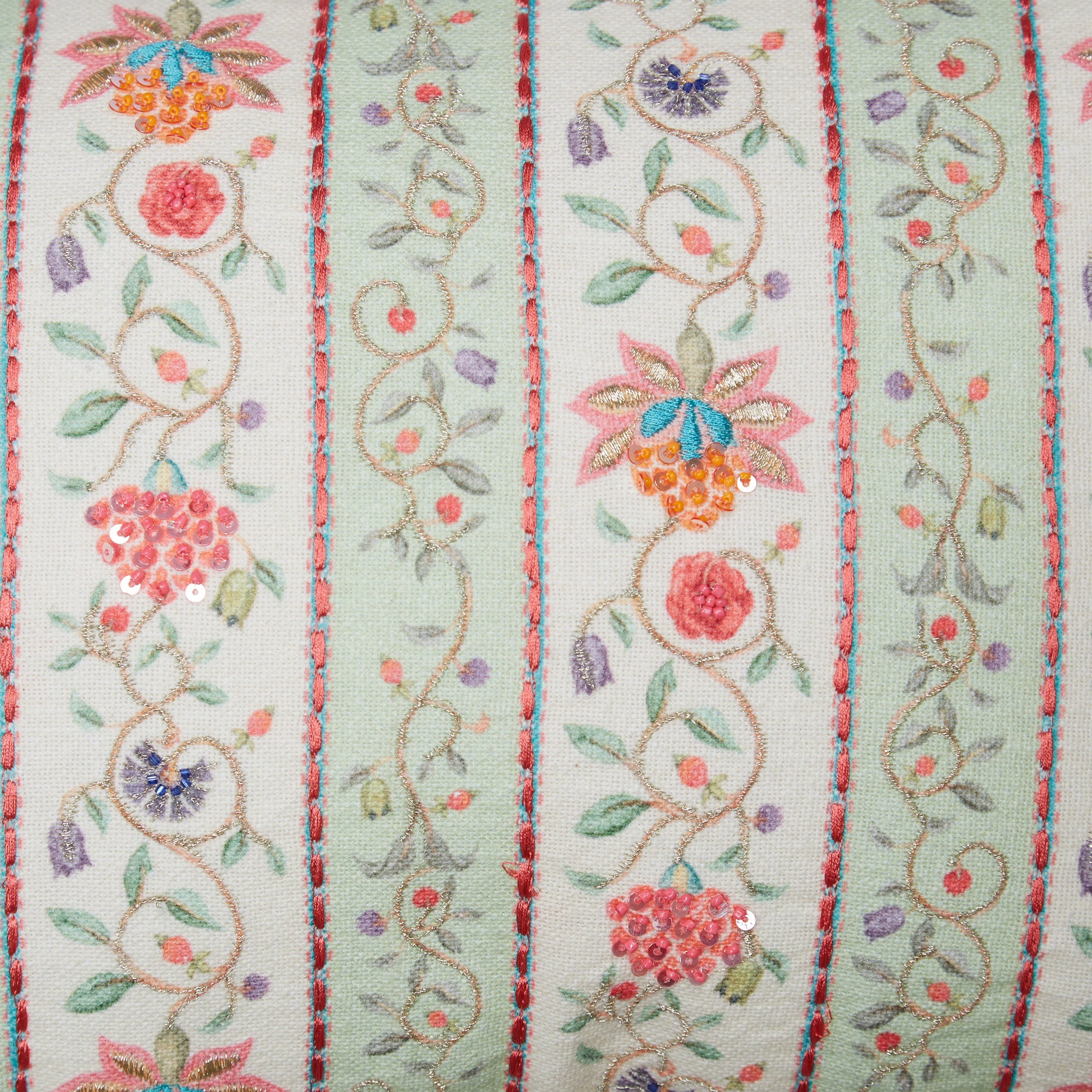 Indian Botanical Cotton Cushion Cover 30x50 cm in Multi Colour