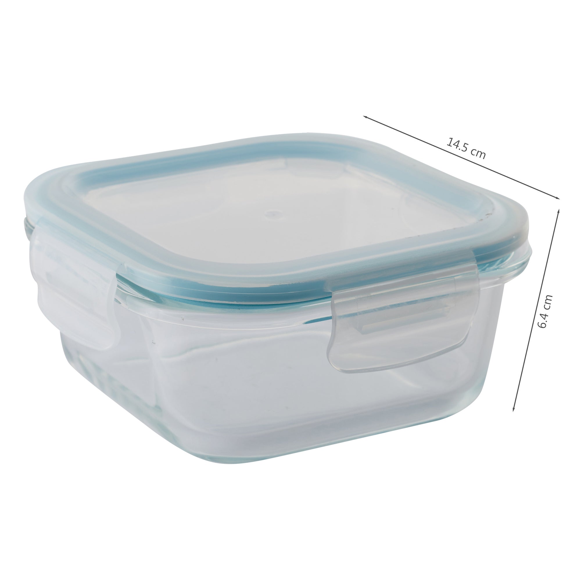 Robust Glass Square Container with PP Lid 520ML in Transparent Colour