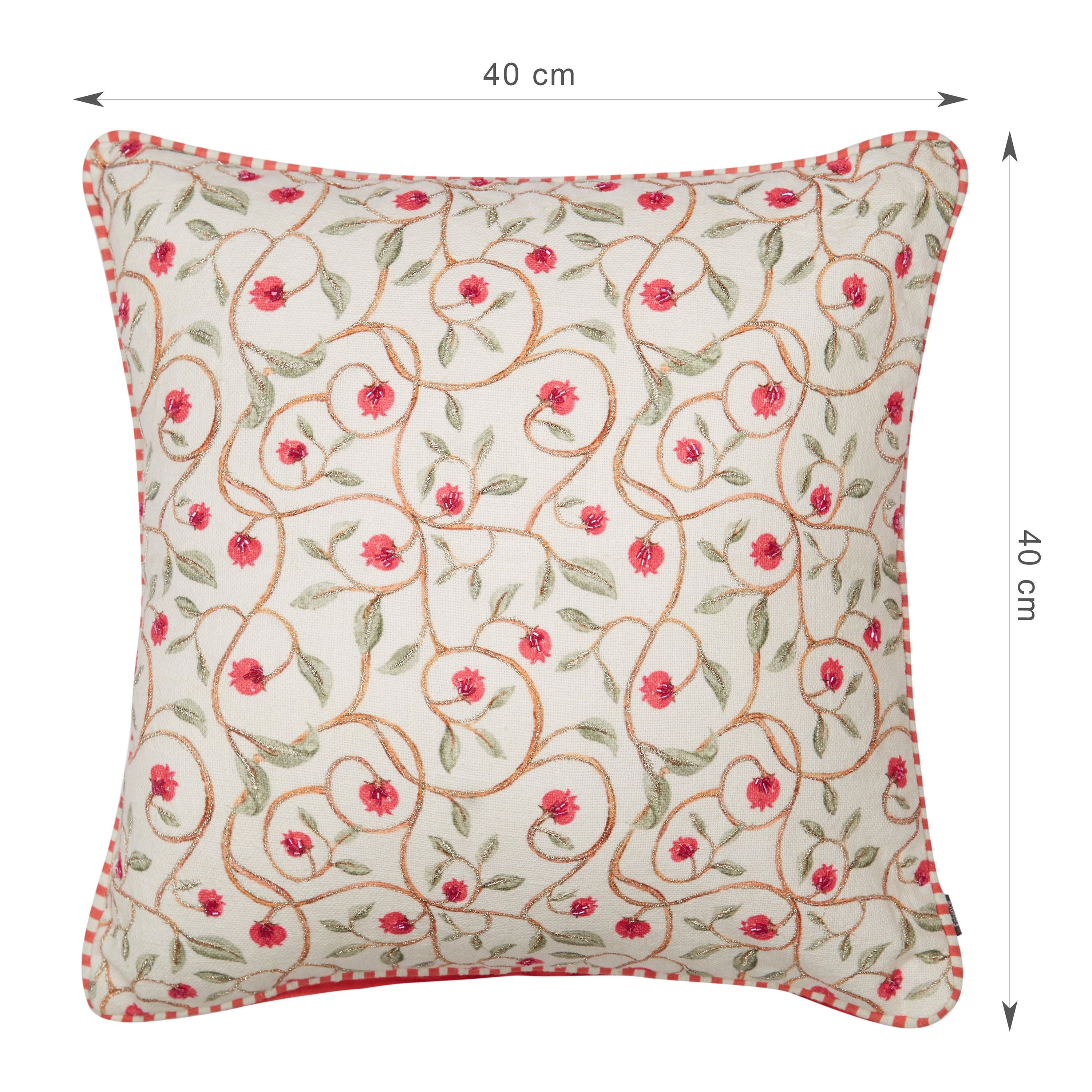 Indian Botanical Cotton Cushion Cover 40x40 cm in Multi Pink Colour