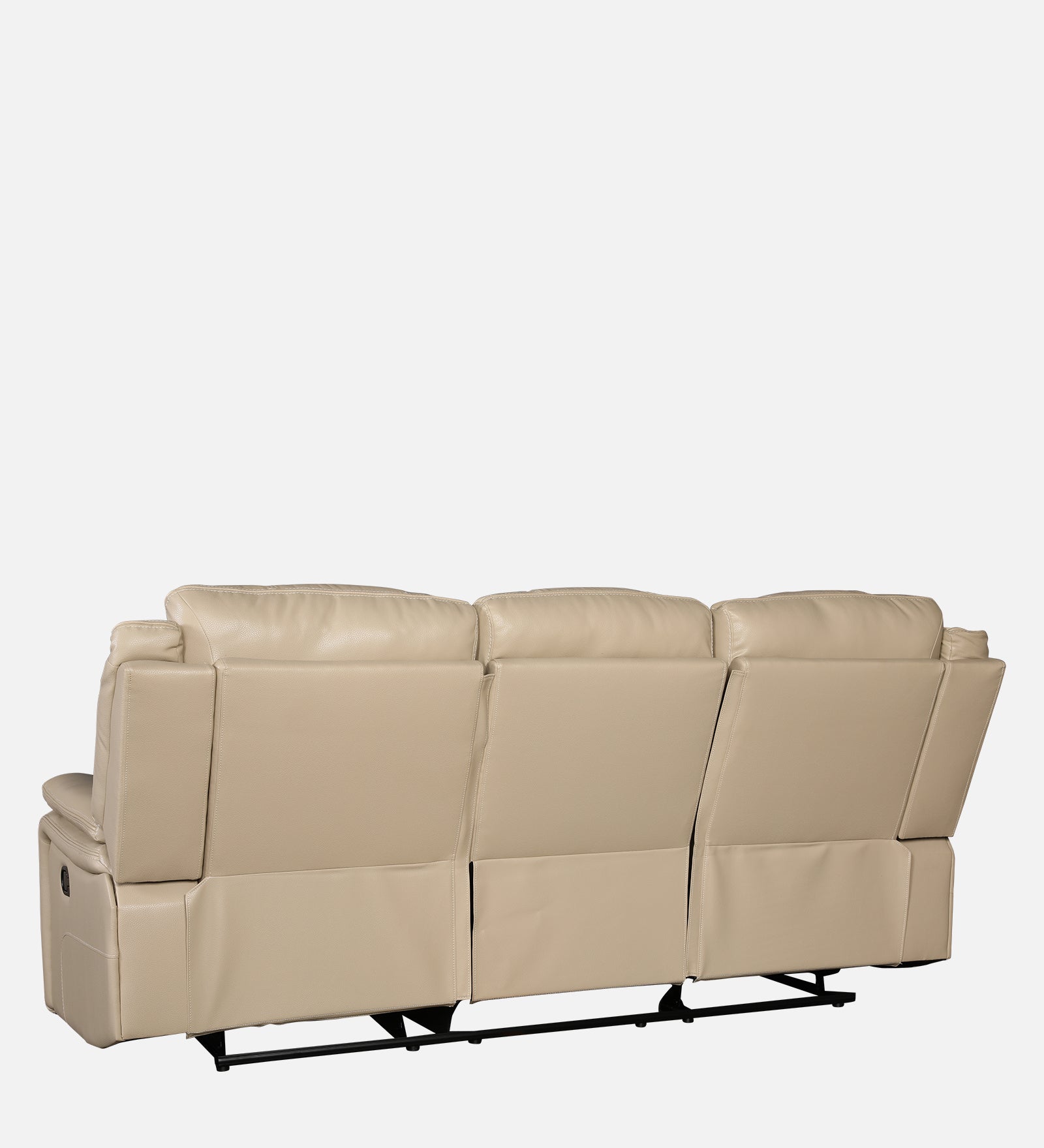 Murray Half Leather Three Seater Recliner in Beige Colour