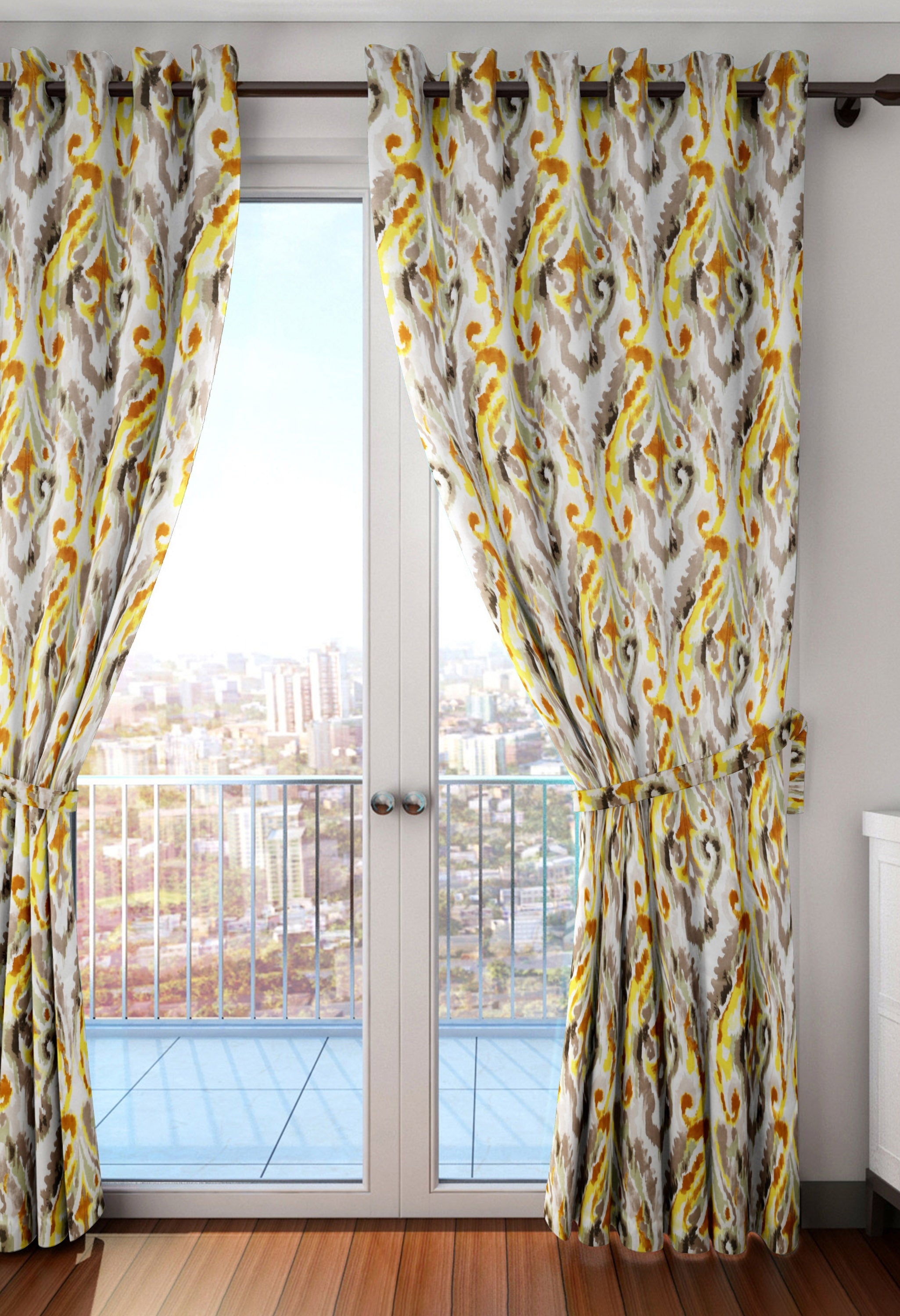 Splendor Blackout Door Curtain 107X229 CM in Yellow Colour by Houzzcode