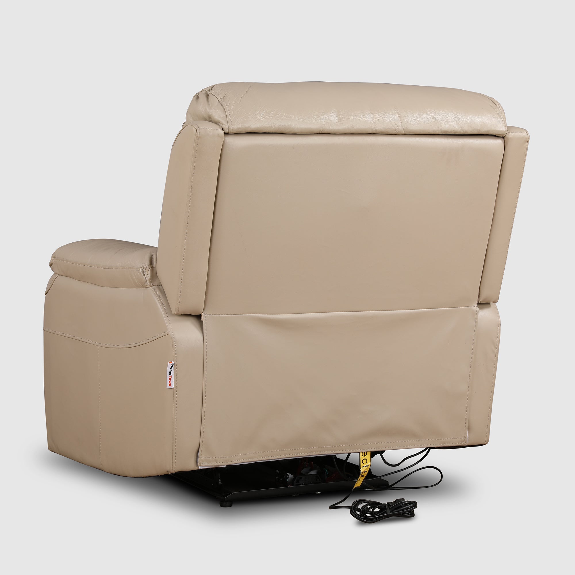 Plush Leather Single Seater Electric Recliner in Beige Colour