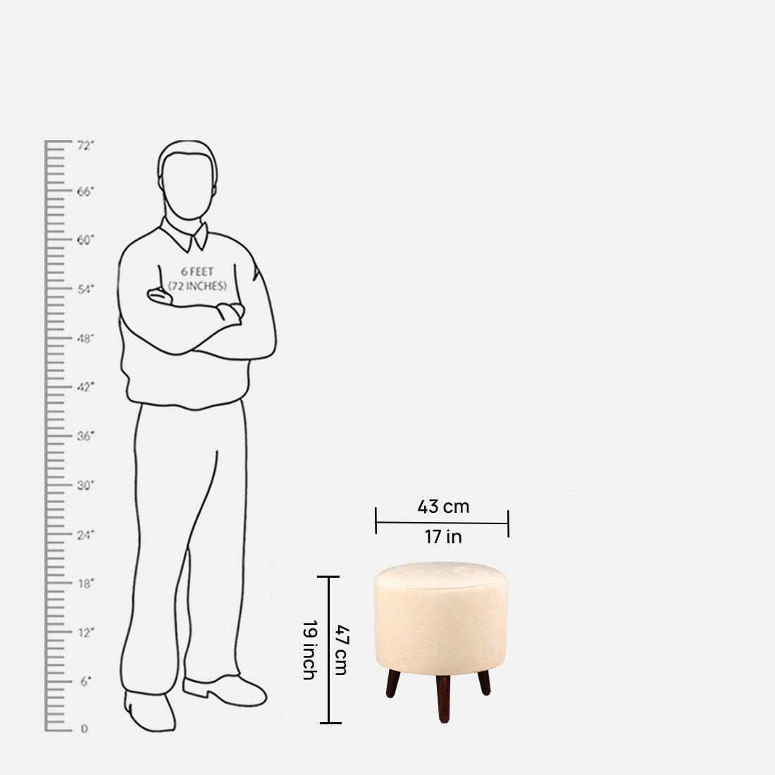 Ordhid Fabric Ottomans in Peach Colour