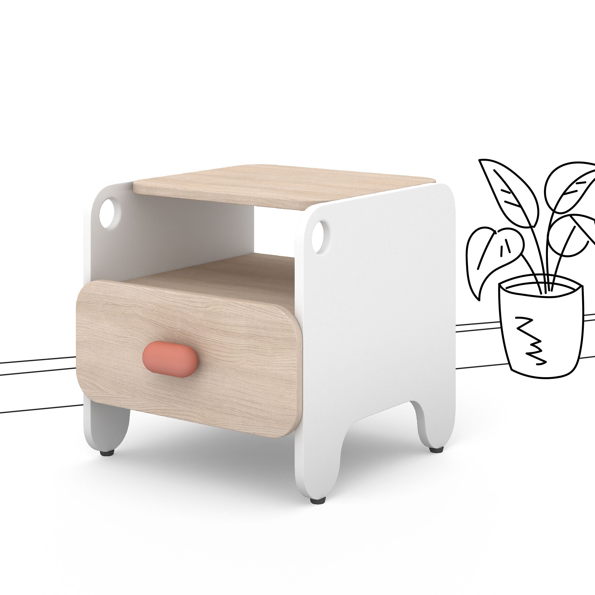 Boop Bed Side Table in Pearly White Colour