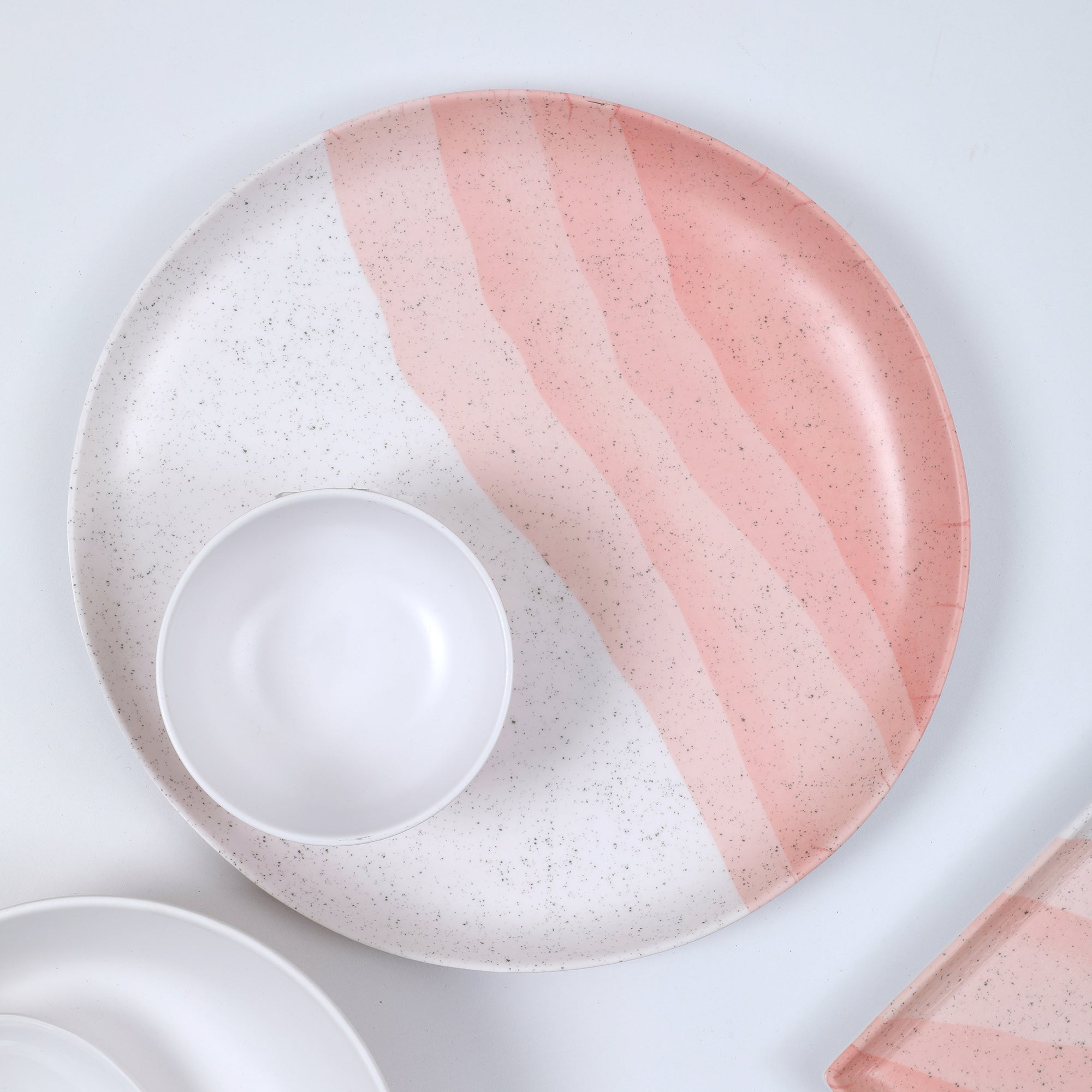 Emilia Melamine Speckles Dinner Plate in Pink Colour