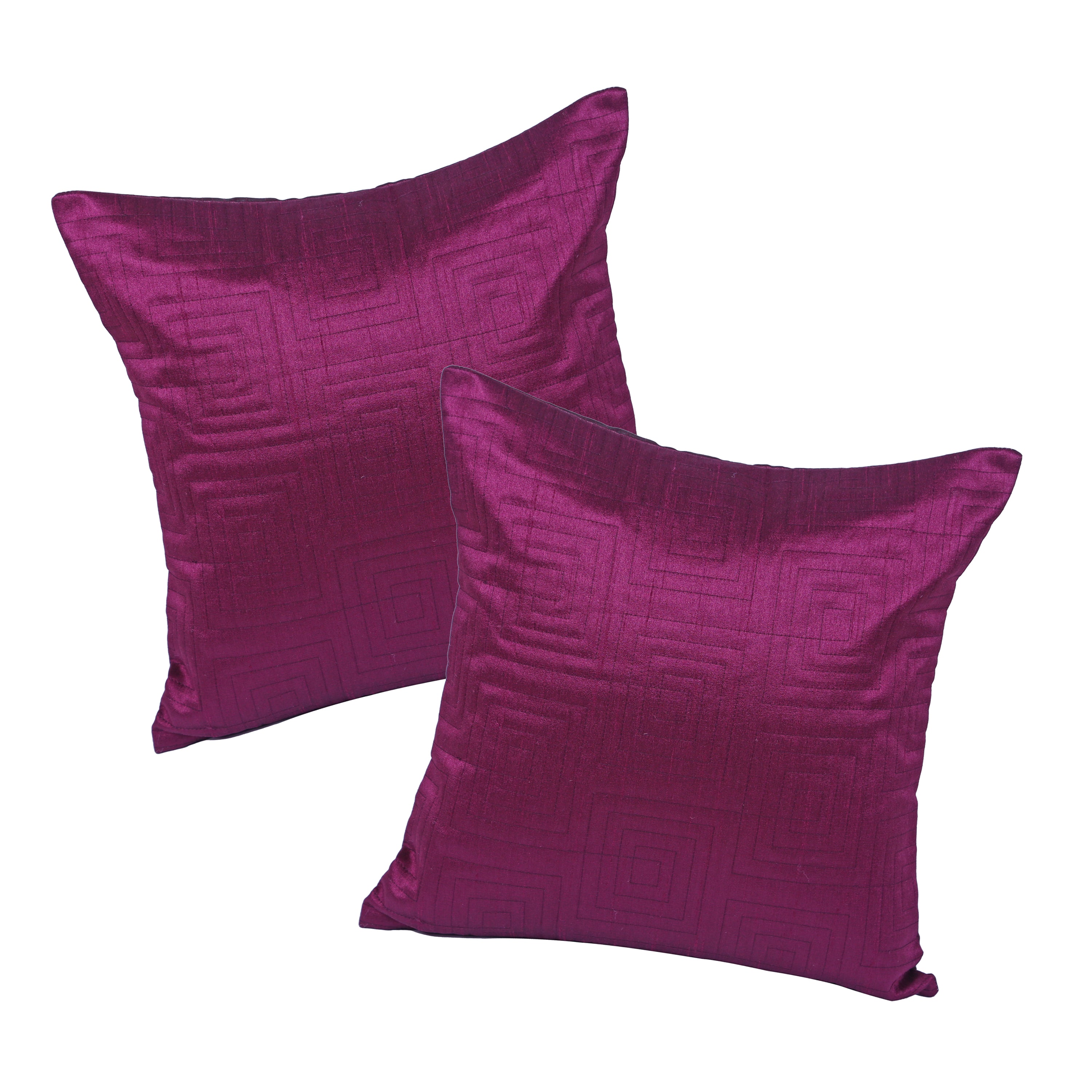 Carnival Quilted Set Of 2 Cushion Covers 40x40 Cm in Purple Colour