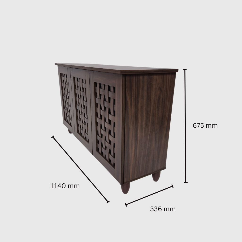 Neste 3 Door Shoe Rack in Walnut Colour