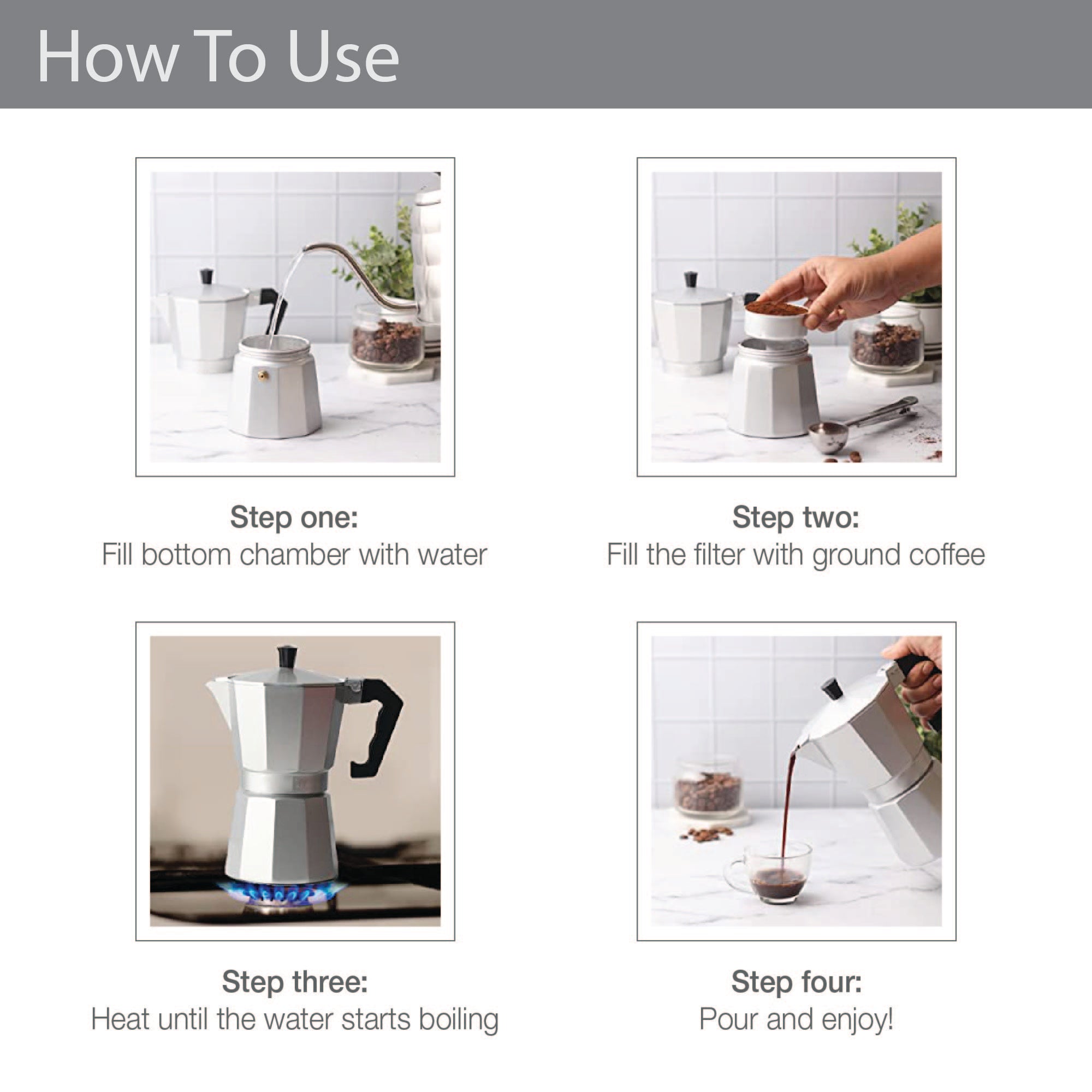 Brew Aluminium Moka Pot Coffee Maker 300 Ml in Silver Colour